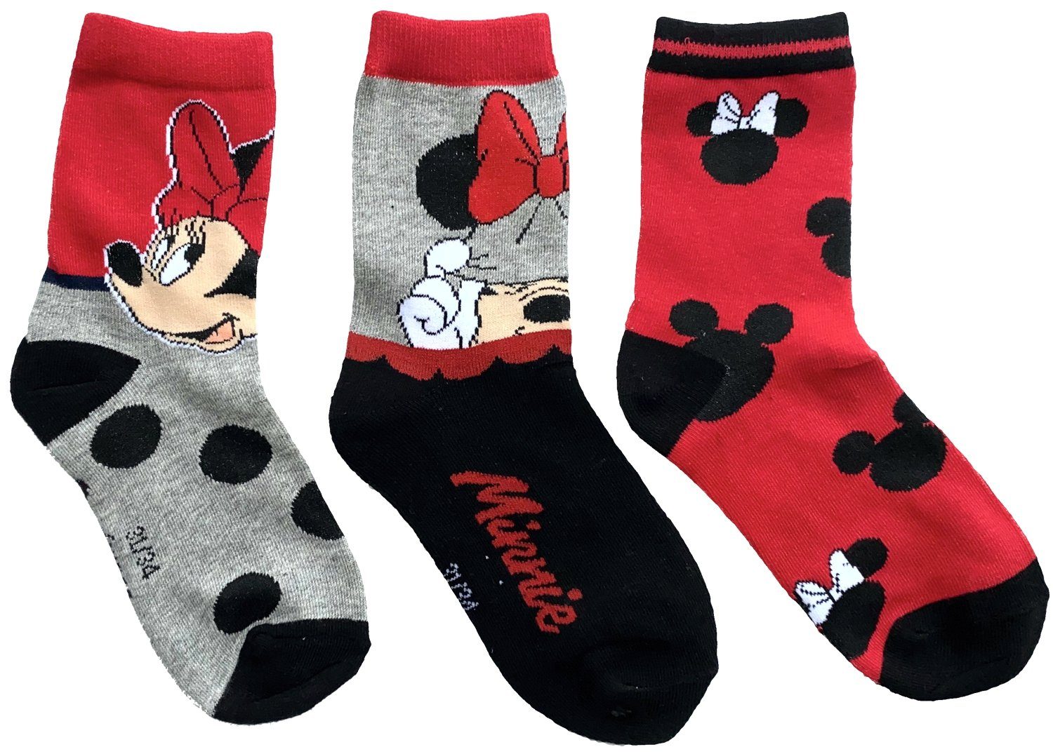Disney Minnie Mouse Feinsocken 3x MINNIE MAUS Mädchen Socken 3 Paar 23/26 27/30 31/34