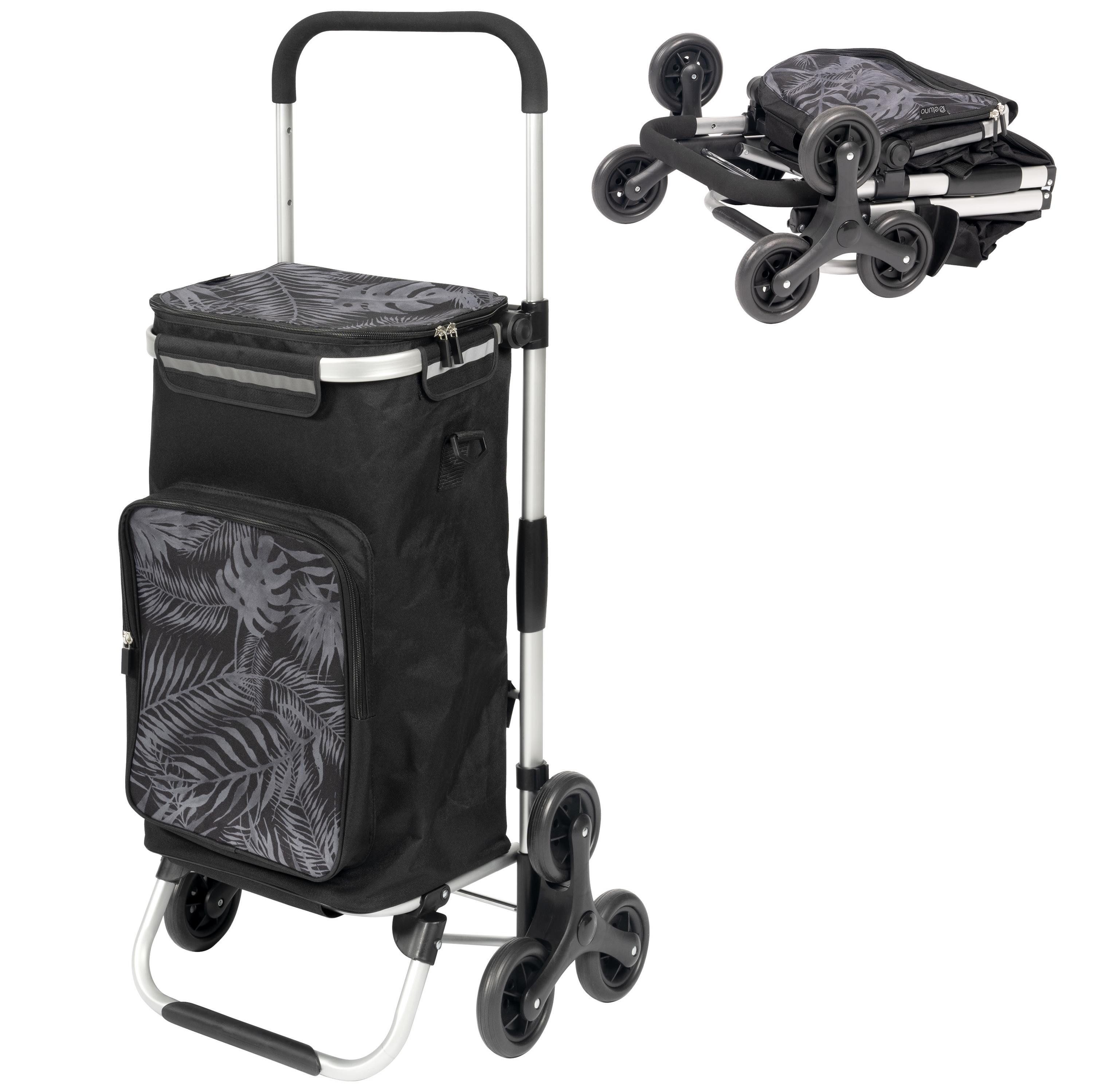 eluno Einkaufstrolley OKEL, Treppensteiger inkl. Kühlfach, schwarz, 50 l