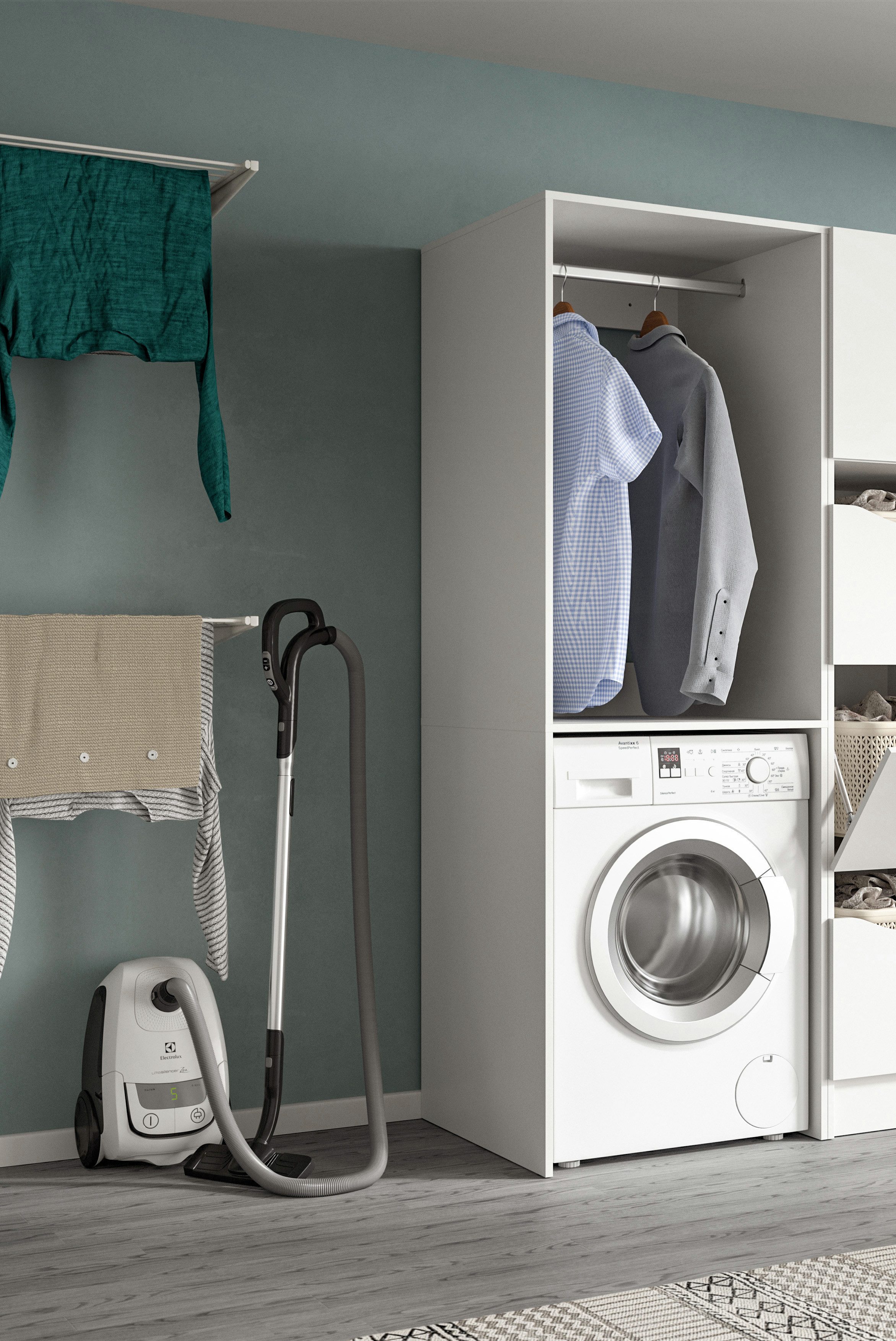 furnling Waschmaschinenumbauschrank Fira (1-St) 1 Kleiderstange, günstig online kaufen