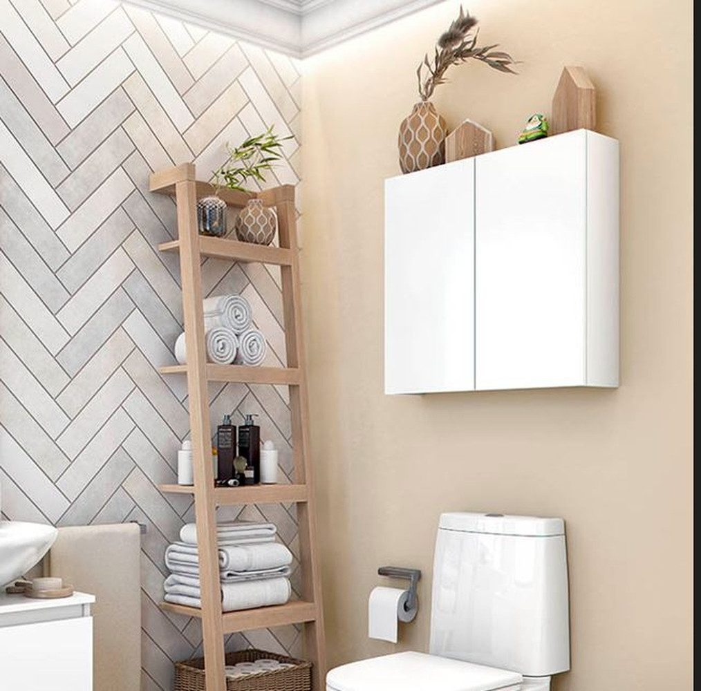 freiraum Hängeschrank Hängeschrank >DESTAL< 2 Böden, in Weiß glänzend - 2 Größen zur Auswahl 2 Türen, 2 Böden, in Weiß glänzend - 60x60x16 (BxHxT) – Bild 3 von 3