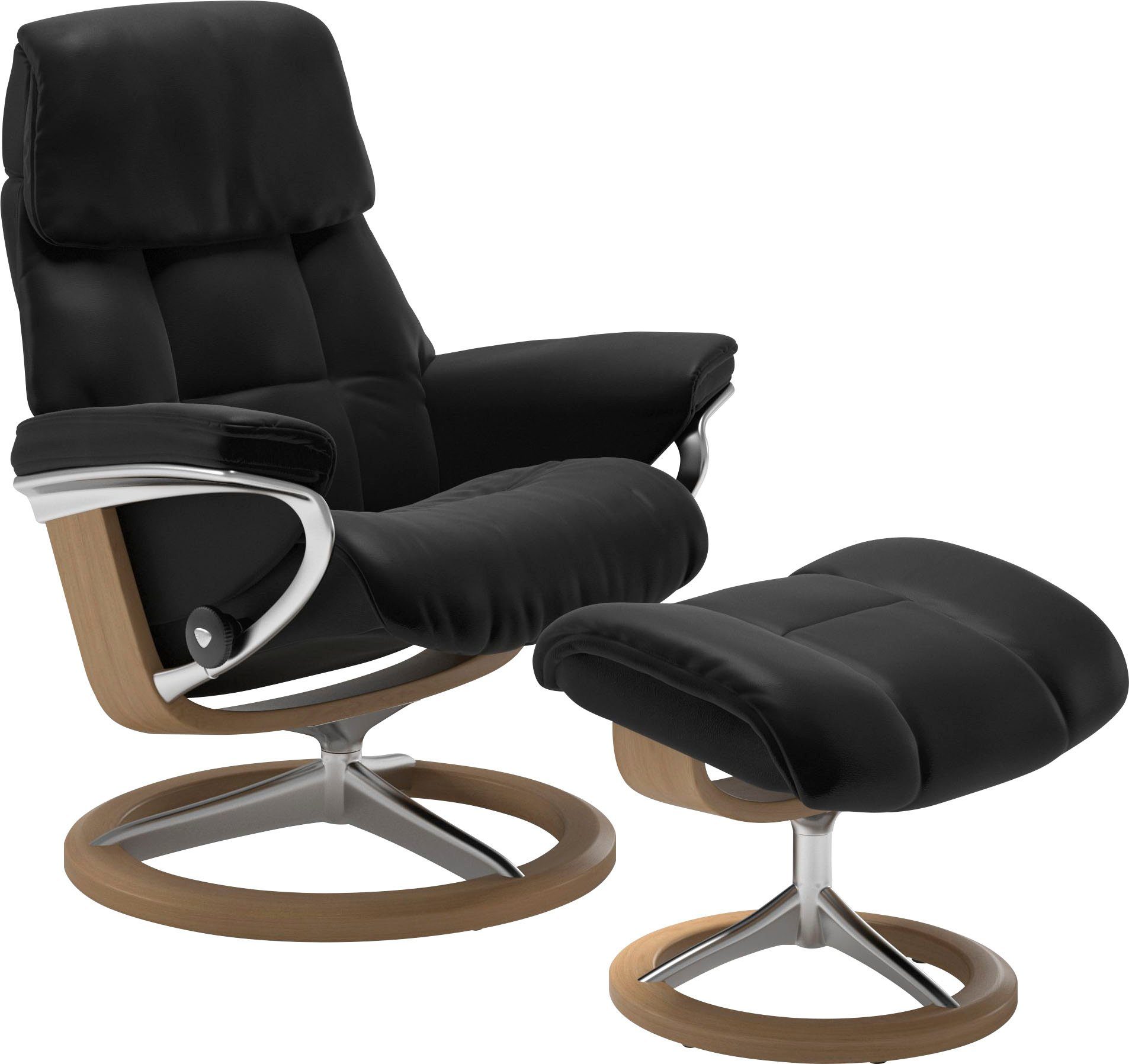 Relaxsessel Base, Eiche, S, Stressless® Schwarz Größe & (Set, Signature Gestell Hocker), Braun Wenge, mit Ruby mit Relaxsessel