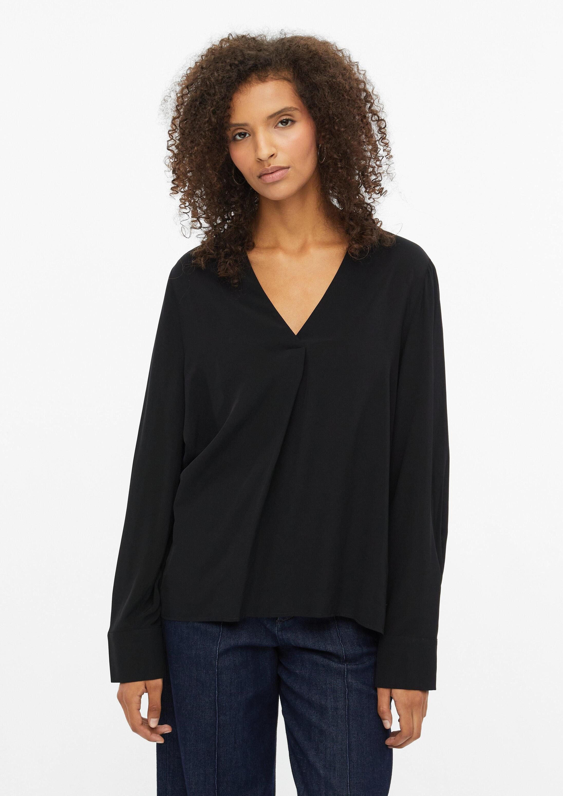 s.Oliver Langarmbluse Bluse Leichte Chiffonbluse mit V-Ausschnitt