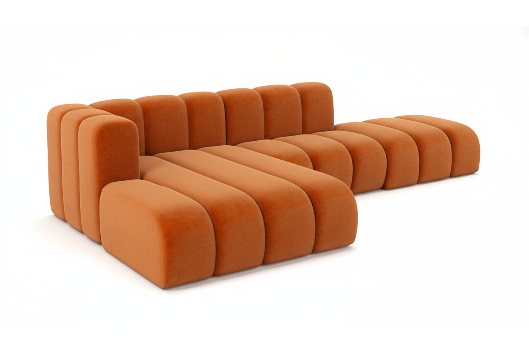 Kaiser Möbel Ecksofa Ecksofa L-Form modulare Grand Mini mit Hocker Veloursstoff Salvador, Ecksofa mit Hocker, Modulares L-Ecksofa,freistehender Hocker,Premium-Velours Salvador