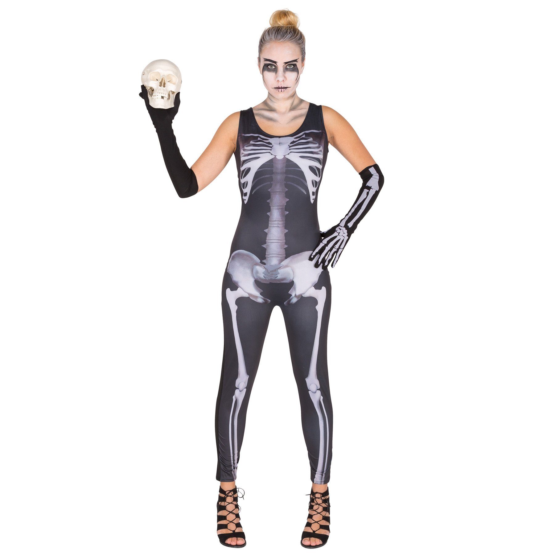 dressforfun Kostüm Frauenkostüm sexy Skelett Jumpsuit, Moderner Jumpsuit