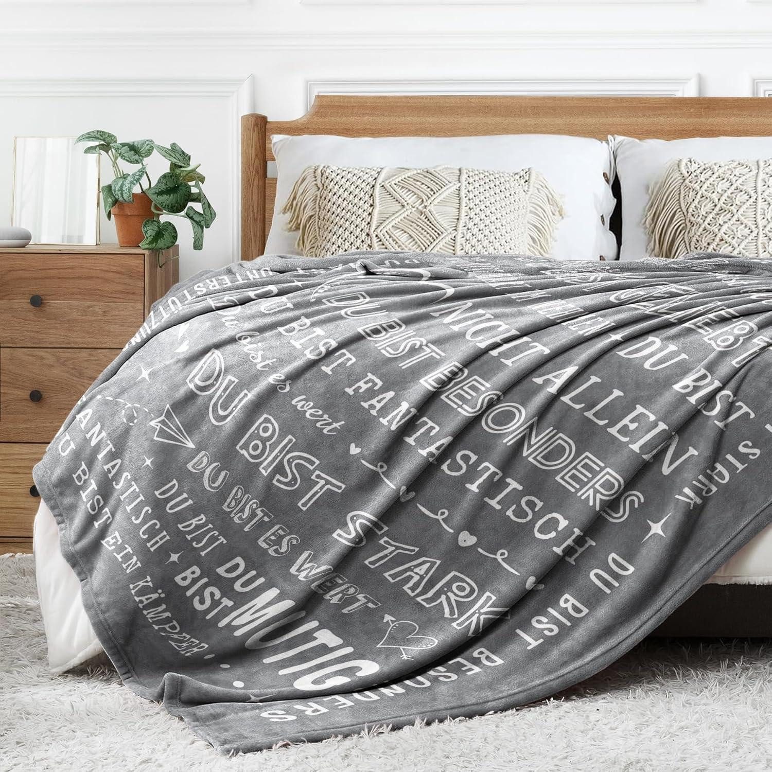 Wohndecke Personalisierte Flanelldecke 62x52 Zoll Grau, Geschenke für Frauen, LuxusKollektion – Bild 4 von 5