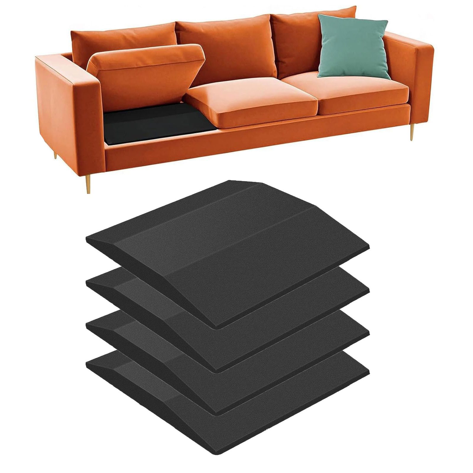 BlingBin Polsterauflage Hochdichter Reparatur-Stützschwamm gegen Sofa-Durchhängen, (4er Set, 4 St., 500 × 500 × 50 mm), stabiler Ersatz für …