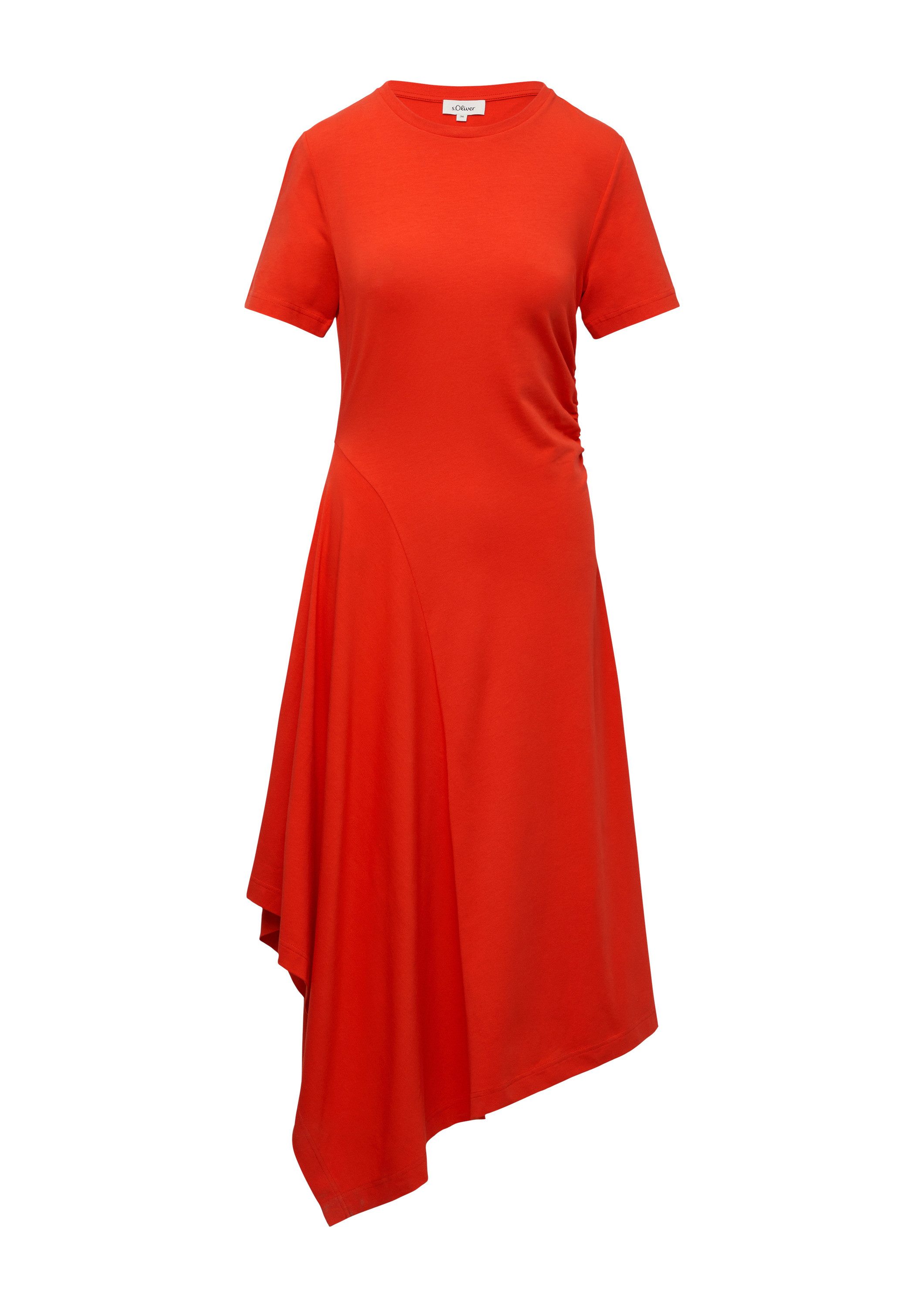 s.Oliver Midikleid Kleid Tailliertes Midikleid mit Raffungen und asymmetris günstig online kaufen