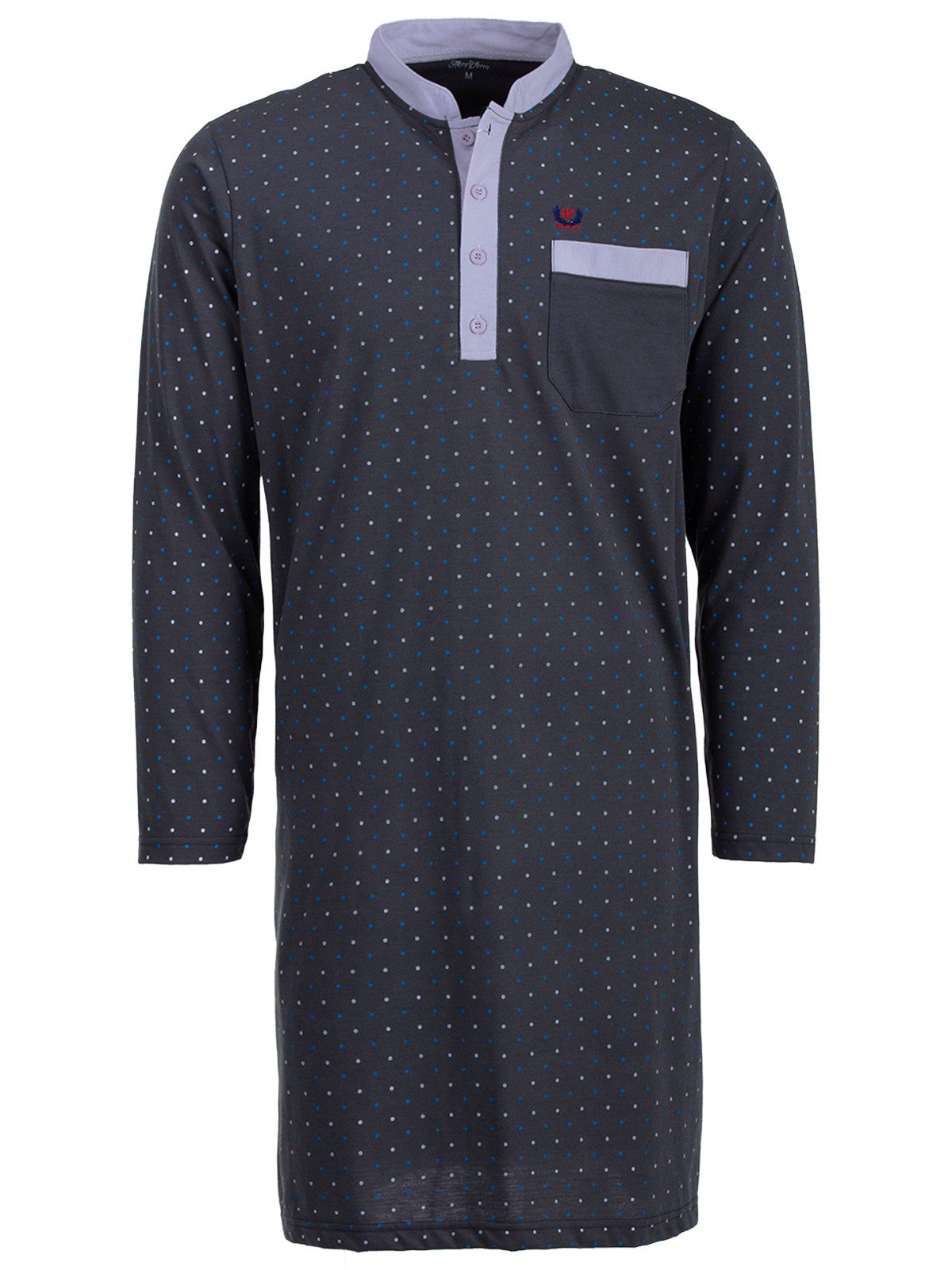 Henry Terre Nachthemd Nachthemd Langarm - Stehkragen mit Punkten günstig online kaufen