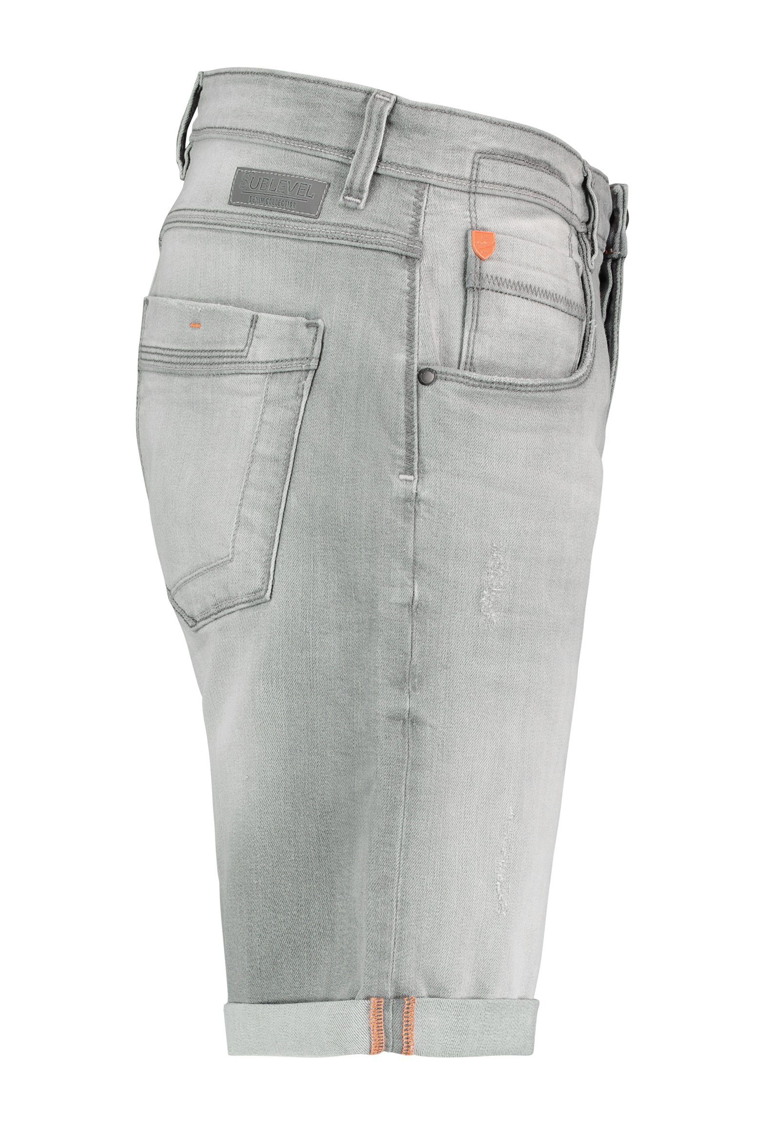 Hose kurze Denim Jeans Shorts Jogging Herren Urban Sweat Hell-Grau Freizeit Bermuda Surface Bermudas
