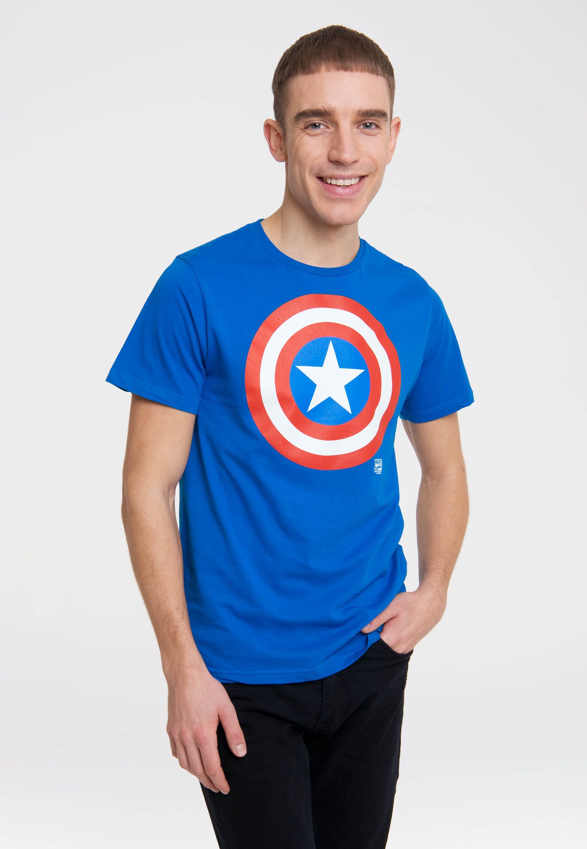 LOGOSHIRT T-Shirt Marvel - Captain Logo Captain America America-Logo mit