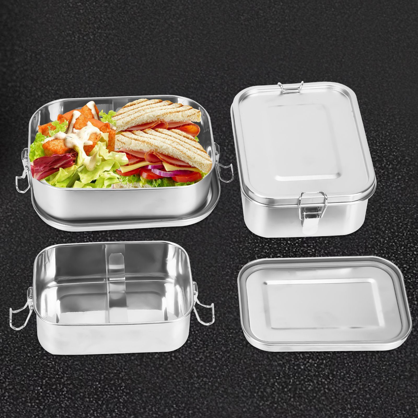 frei Edelstahl Brotdose Dicht Lunchbox 800+1200ml BPA dose edelstahl Büro Thermo 800-1400ml Clanmacy Lunchbox Silber