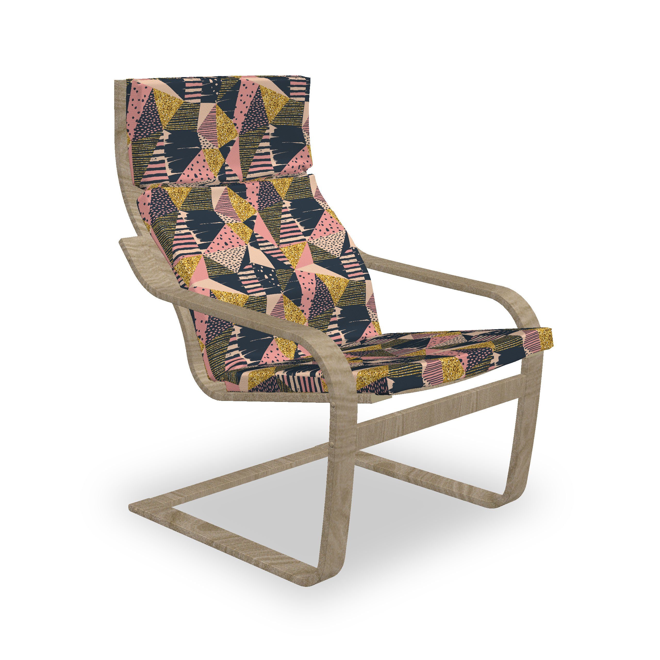 Hakenschlaufe Sitzkissen Abstrakt und mit Abakuhaus Polygon-Grafik-Formen Stuhlkissen mit Reißverschluss, Stuhlkissen