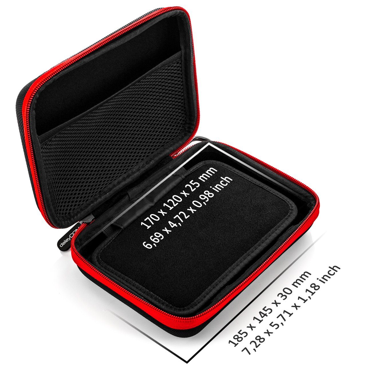 deleyCON Festplattentasche deleyCON Navi Tasche Navi Case Navigationsgerät bis 6,2" Zoll Schwarz