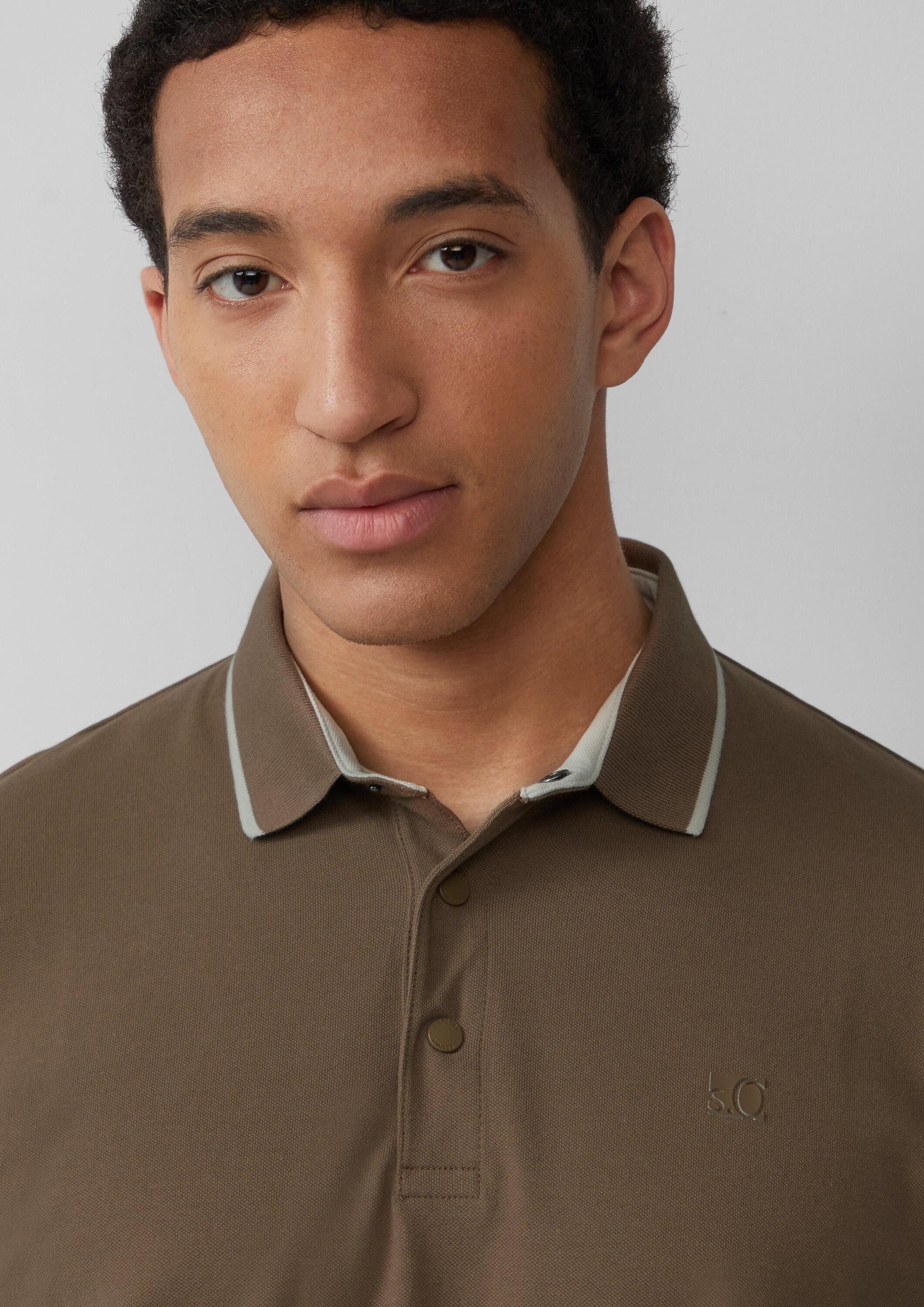 s.Oliver Kurzarmshirt Polo-Shirt Sportives Piqué-Poloshirt mit Kontrast-Details