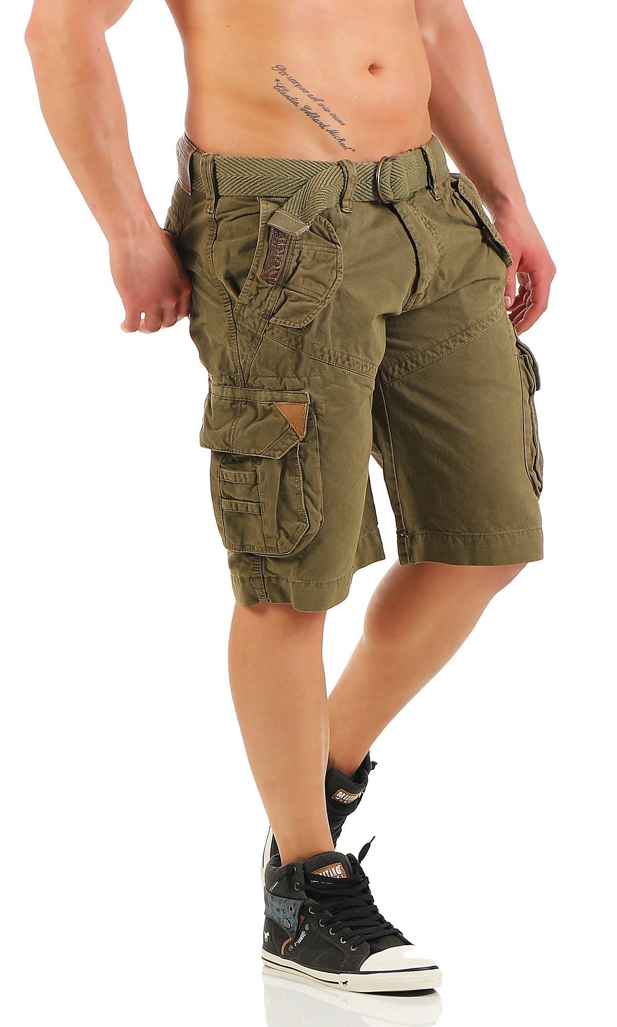 Geographical Norway Cargoshorts Geographical Norway Herren Shorts POLISH (mit abnehmbarem Gürtel) in Unifarbe