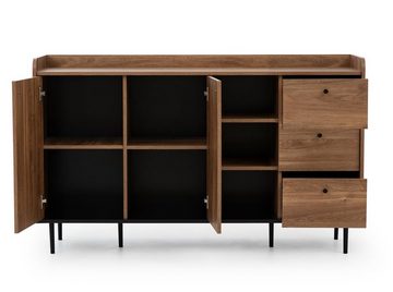 Furnix Sideboard VASINIE mit Ablagen Schubladen und Türen in Brandy-Castello-Holz, B150 x H90 x T45 cm, Schubladen, Türen mit Soft-Close Funktion