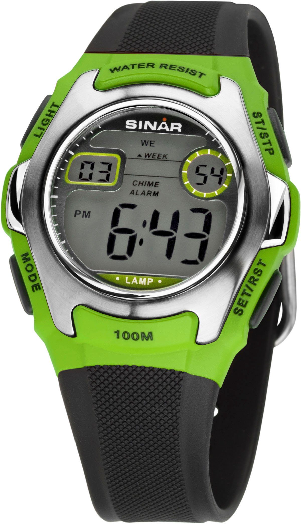 SINAR Chronograph XE-50-3, Armbanduhr, Quarzuhr, Herrenuhr, digital, Datum, Stoppfunktion