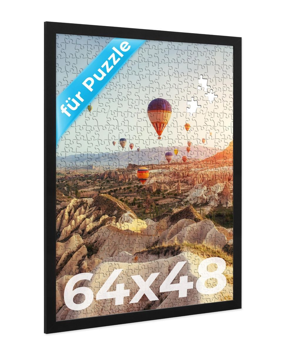 PHOTOLINI Bilderrahmen für Puzzle, Puzzlerahmen mit Acrylglas zum Aufhängen, für 1 Bilder (1 Einzelrahmen), 1000 Teile im Endformat 48x64 cm