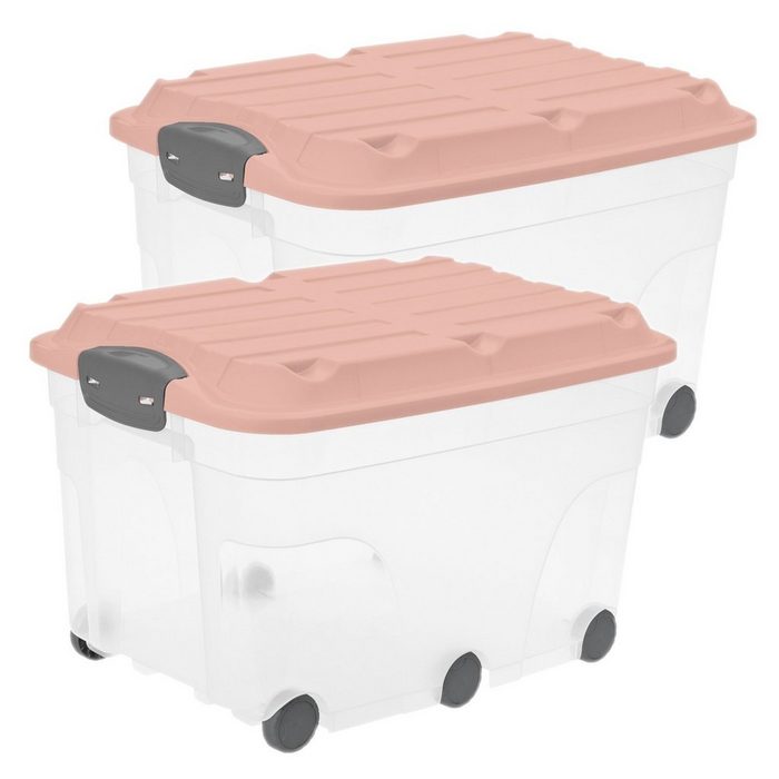 ROTHO Aufbewahrungsbox Roller 6 2er-Set Aufbewahrungsbox 57l mit Deckel und Rollen Kunststoff (PP) BPA-frei