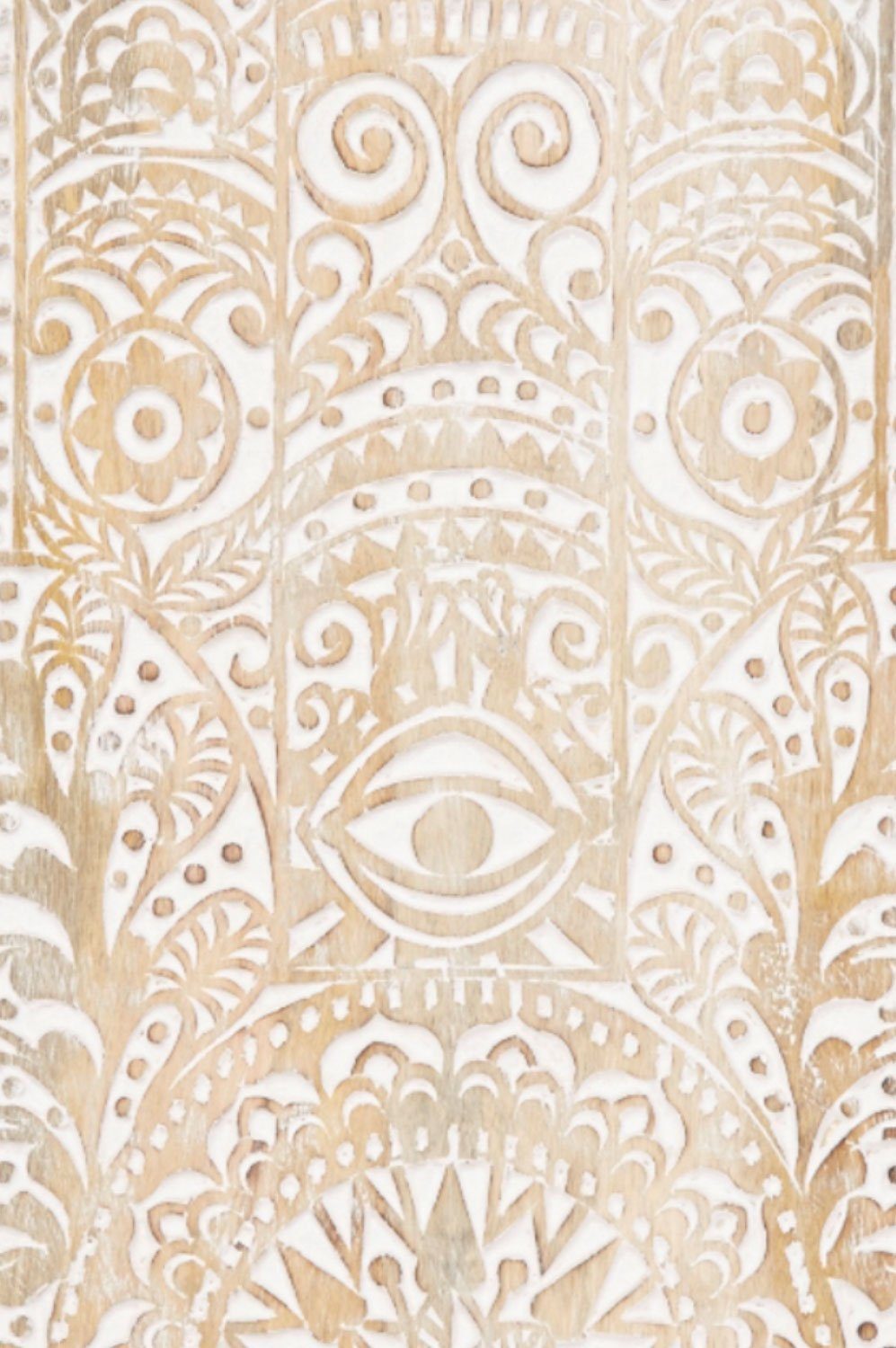 Marrakesch Orient & Mediterran Interior Wanddekoobjekt Orientalisches Wandbild Hand Fatma modern aus Holz in Braun-Weiß 46 cm (1 St), Handarbeit