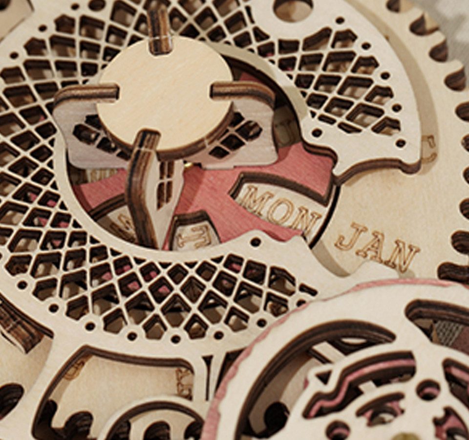 Robotime Modellbausatz Robotime Zodiac Wanduhr & Kalender Mechanisches Holzpuzzle, (168-tlg)