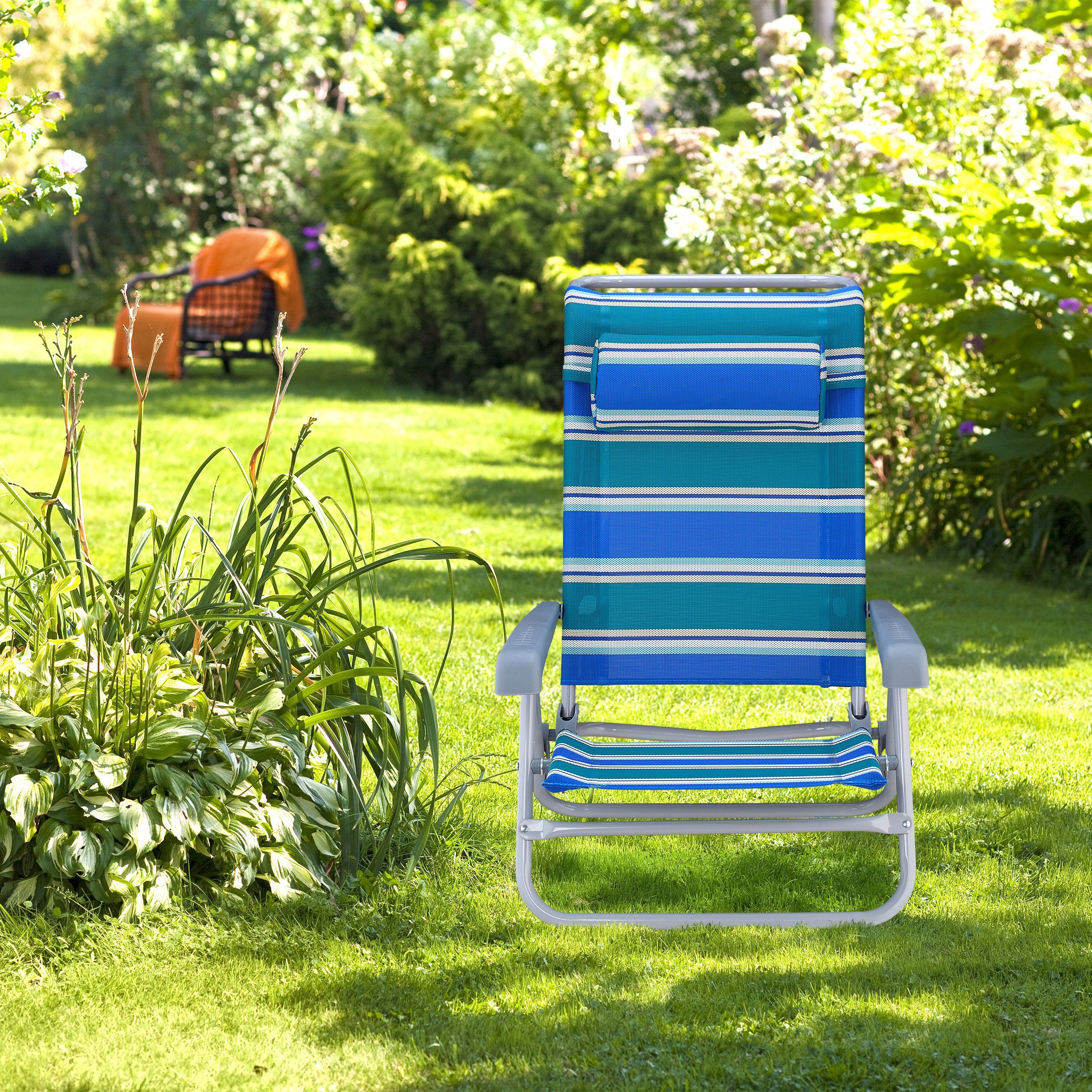 relaxdays Klappstuhl Klappbarer Liegestuhl mit Nackenkissen günstig online kaufen