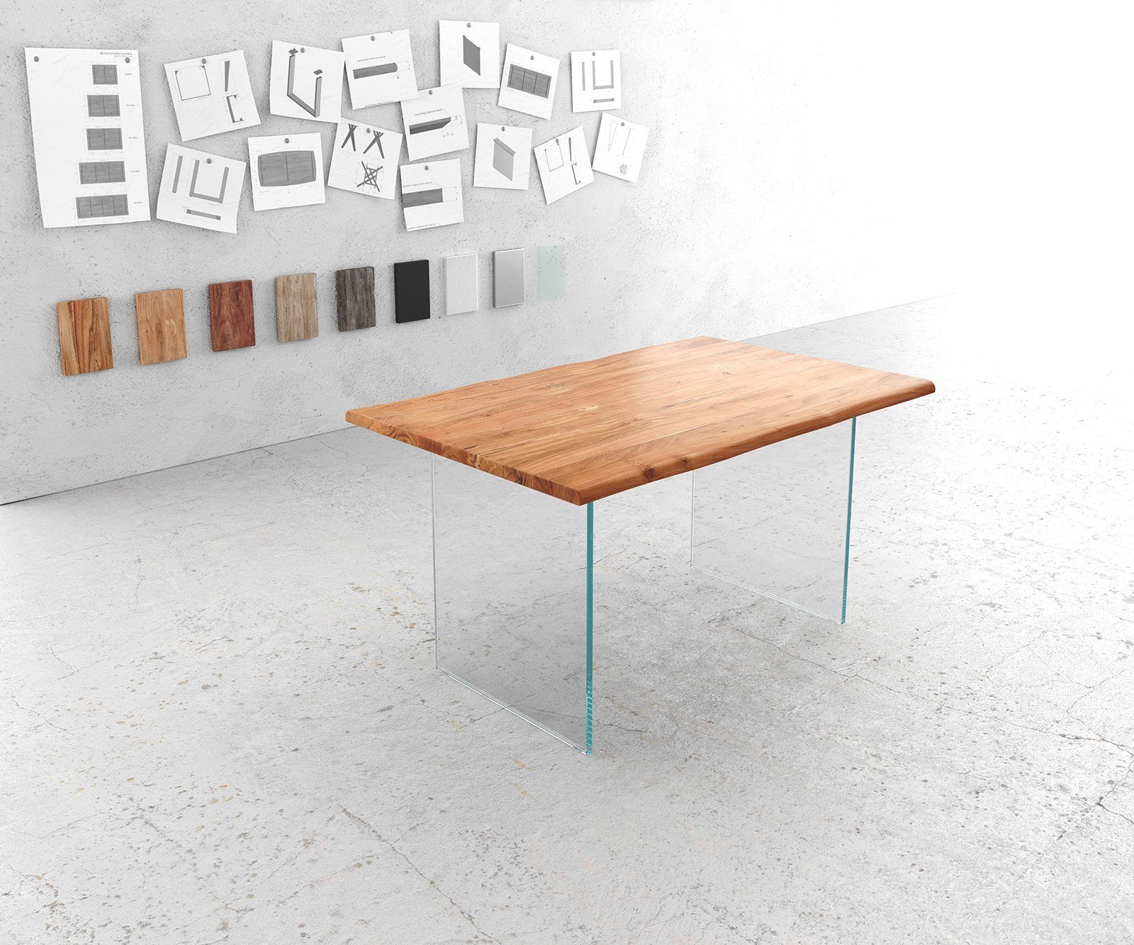 DELIFE Esstisch Edge, Akazie Natur 140x90 günstig online kaufen