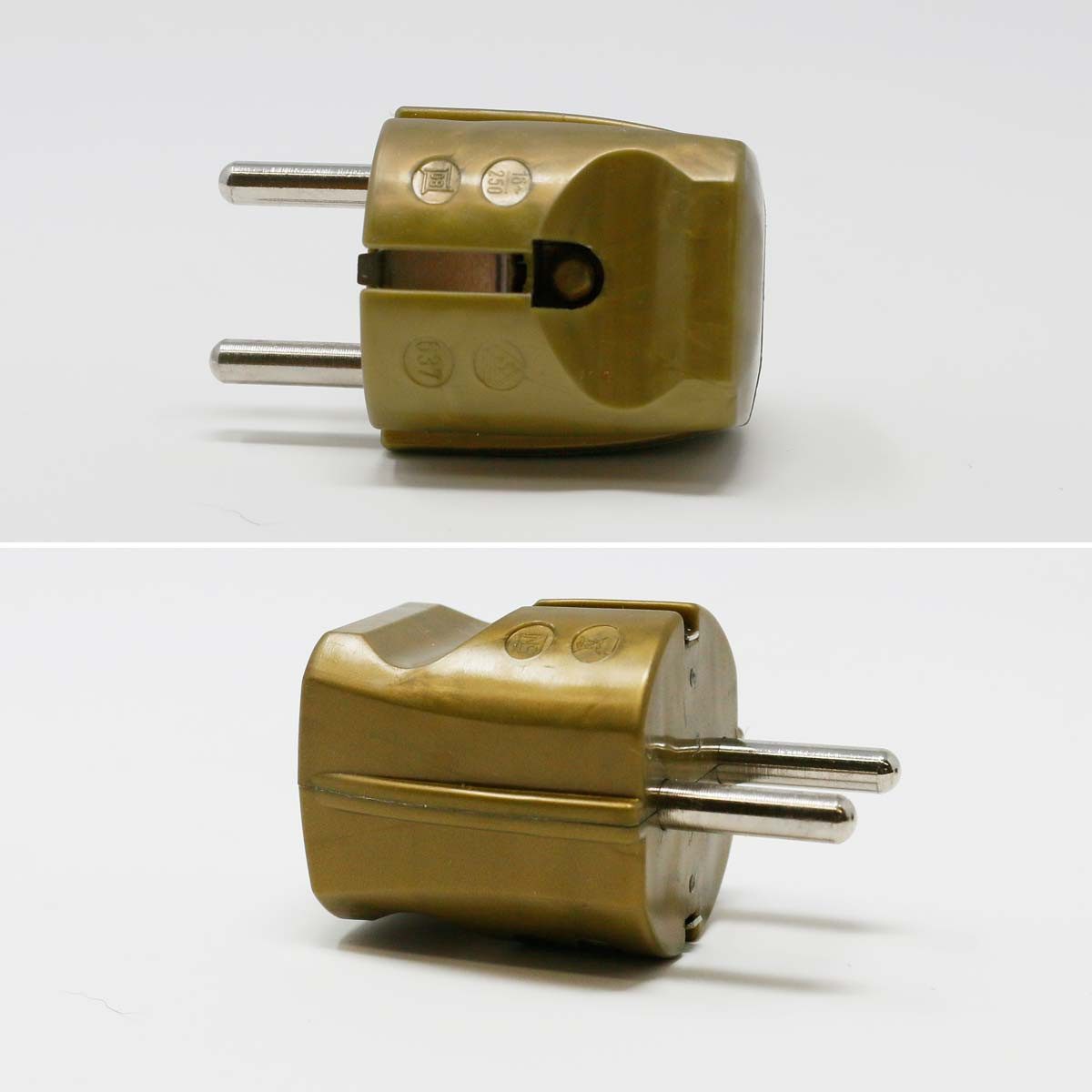 world-trading-net Euroflachstecker Standard Stecker golden, Schutzkontakt, 250V/16A
