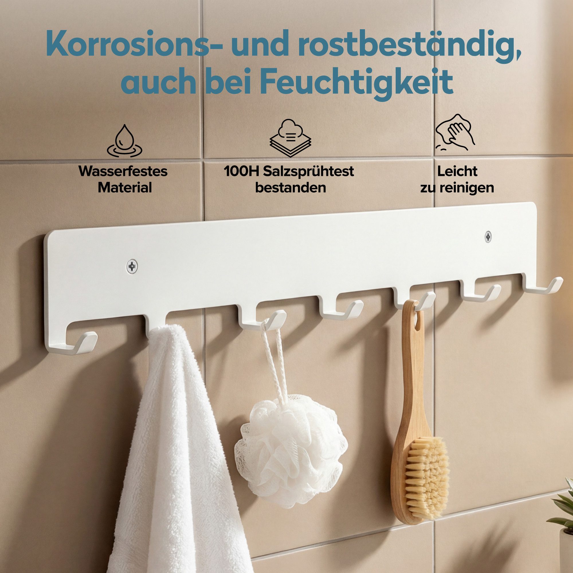 doporro Garderobenleiste Wandgarderobe Kleiderhaken mit 7 Haken aus Kohlenstoffstahl Stalo-17, 7 Haken