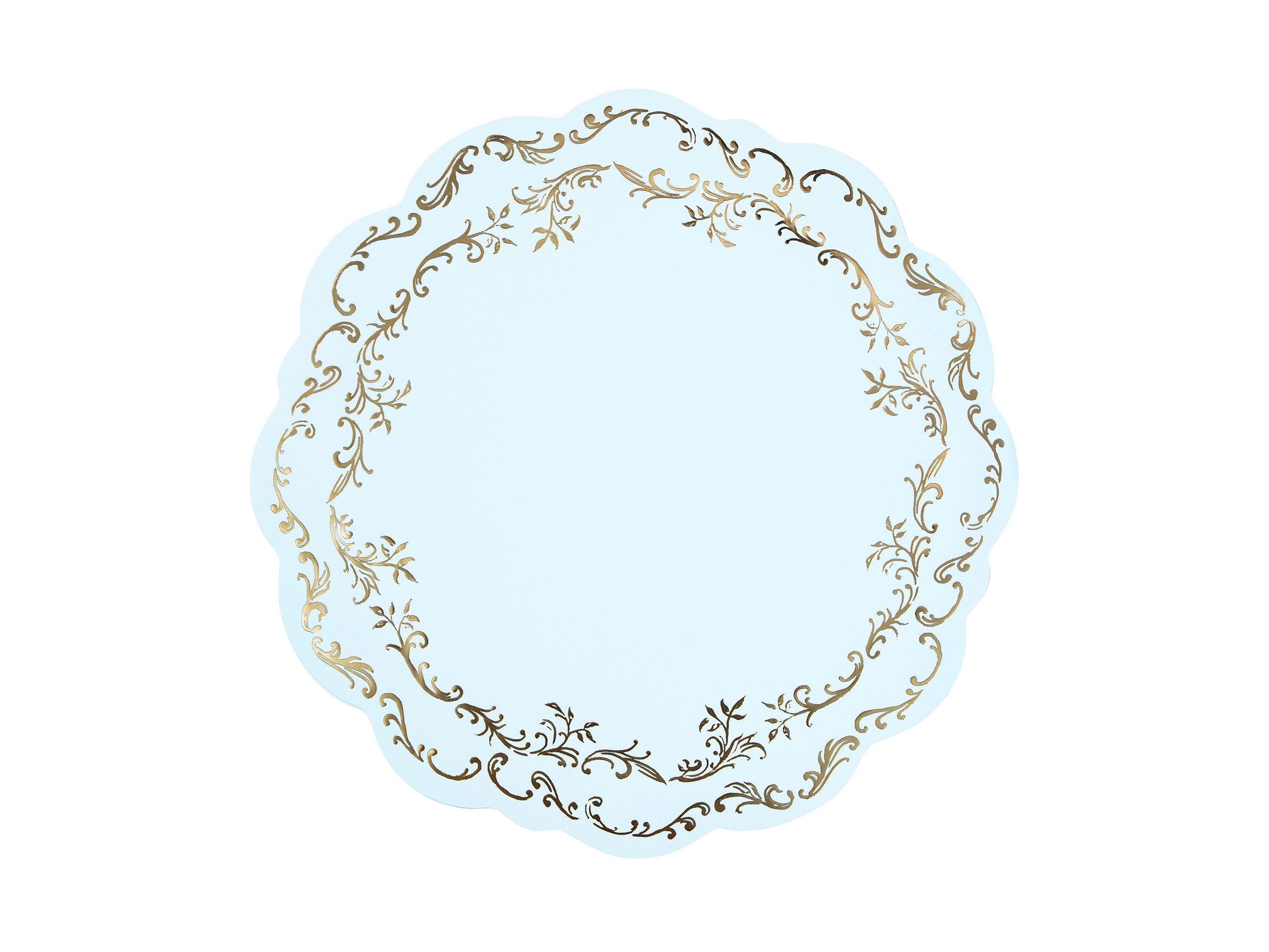 partydeco Platzset, Tischsets aus Papier 35,5cm mit Ranken 6 Stück Blau / Gold