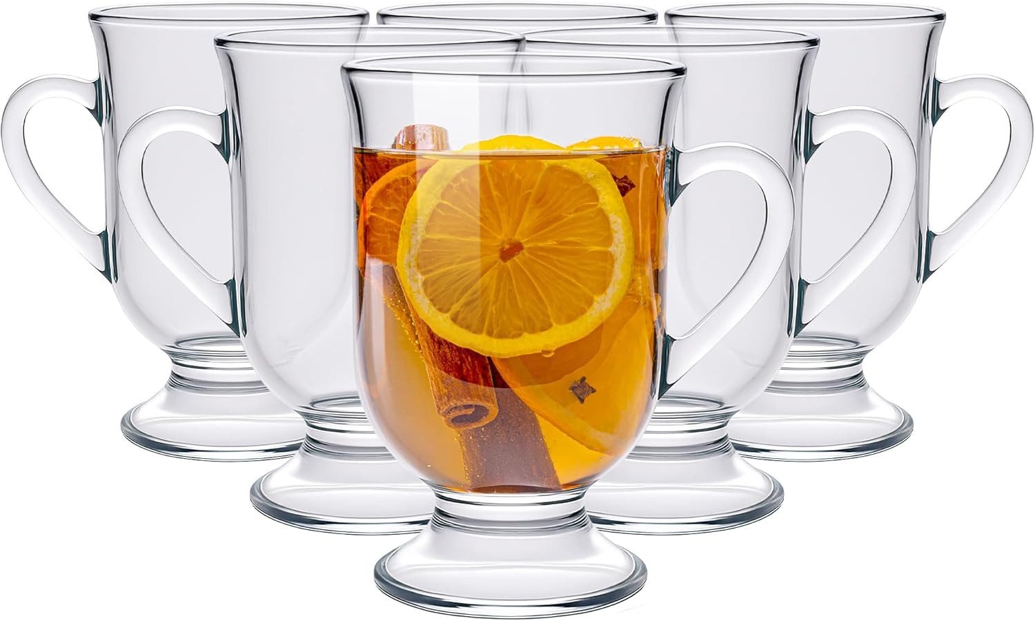 KONZEPT Gläser-Set Kaffeetassen 6-teilig – 420 ml, ideal für Kaffee, 6-tlg., aus Glas mit Henkel, hitzebeständig & spülmaschinengeeignet