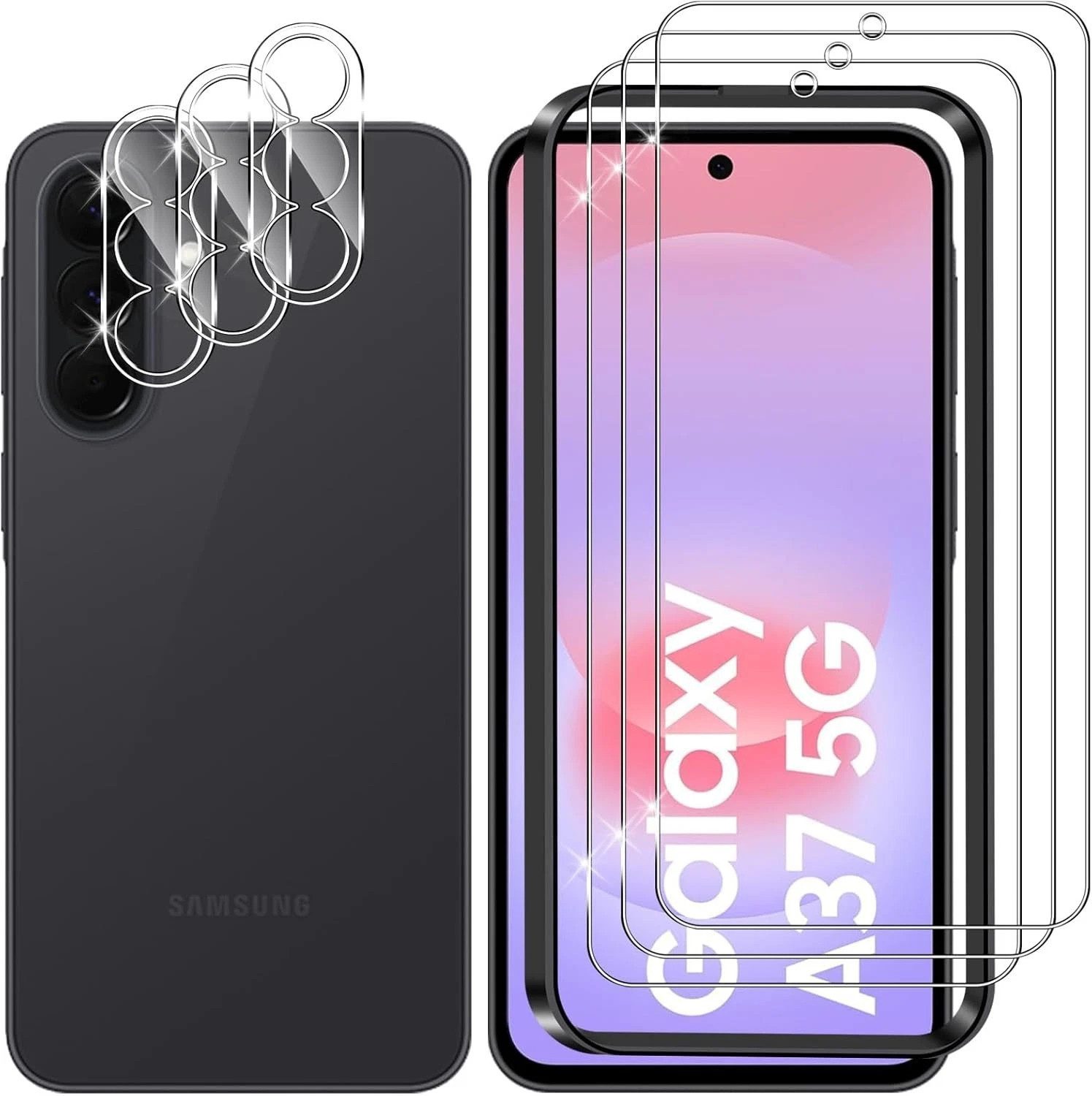 MSM Protech Displayschutzglas 3X Schutzglas (Display + Kamera) für Samsung Galaxy A37 5G Panzerfolie