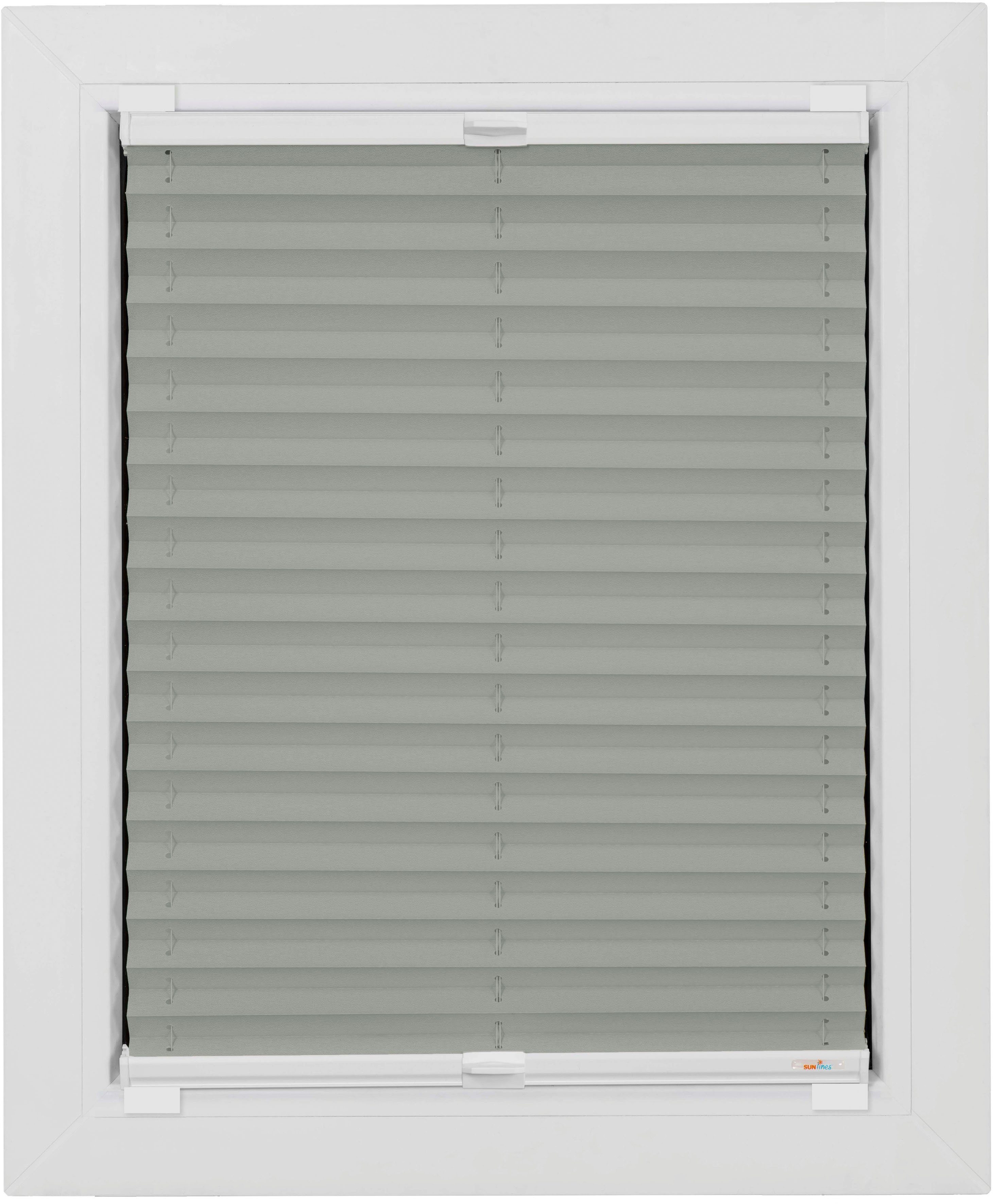 Klebe-Plissee One Höhe ohne sunlines, blickdicht, Haftfix, Style Bohren, Plain, 100cm Size verspannt