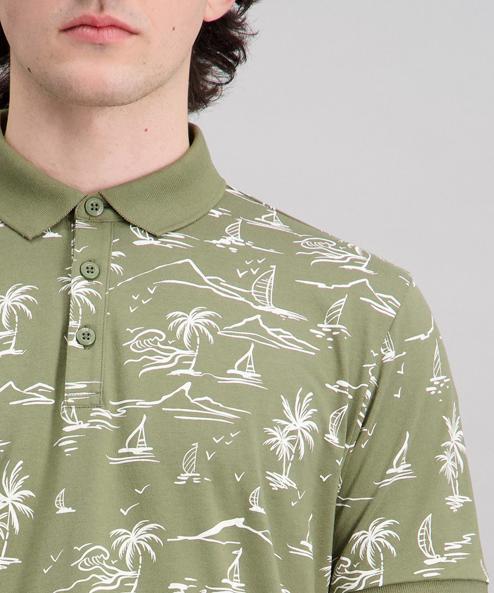 Pioneer Authentic Jeans Poloshirt Polo jersey print maritim mit All-Over Print