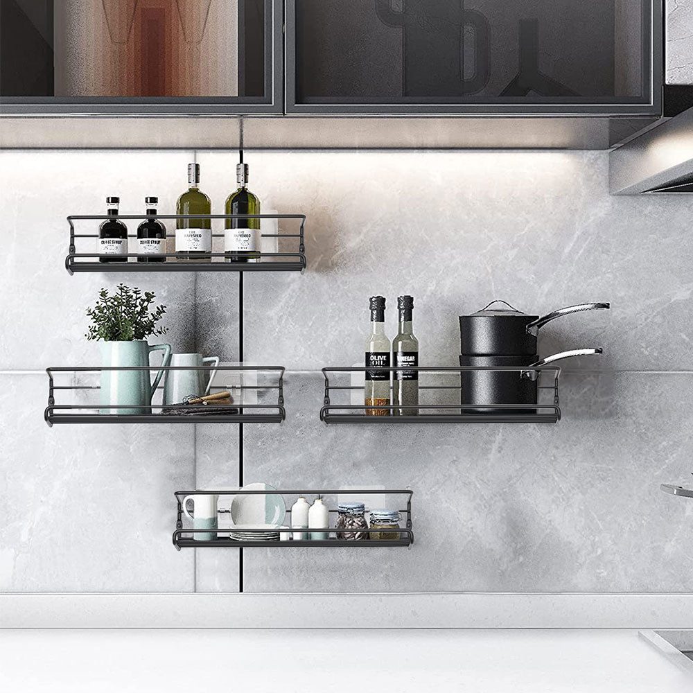 LIVINGANDHOME Gewürzregal 4er-Set Wandregal mit Klebehaken, aus Metall, sch günstig online kaufen