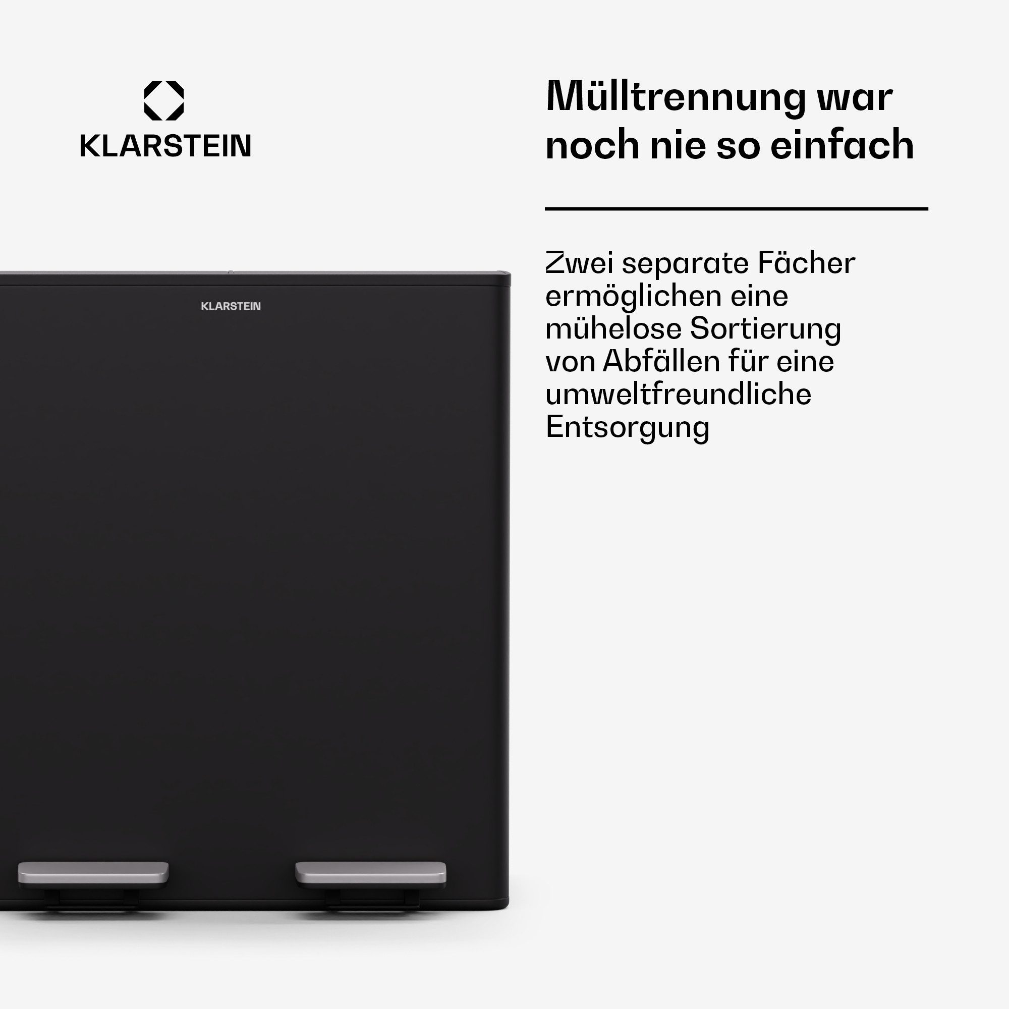 Klarstein Mülleimer EcoVista, Mülltonnenbox Fach Treteimer Trash Bin Garbage Müll