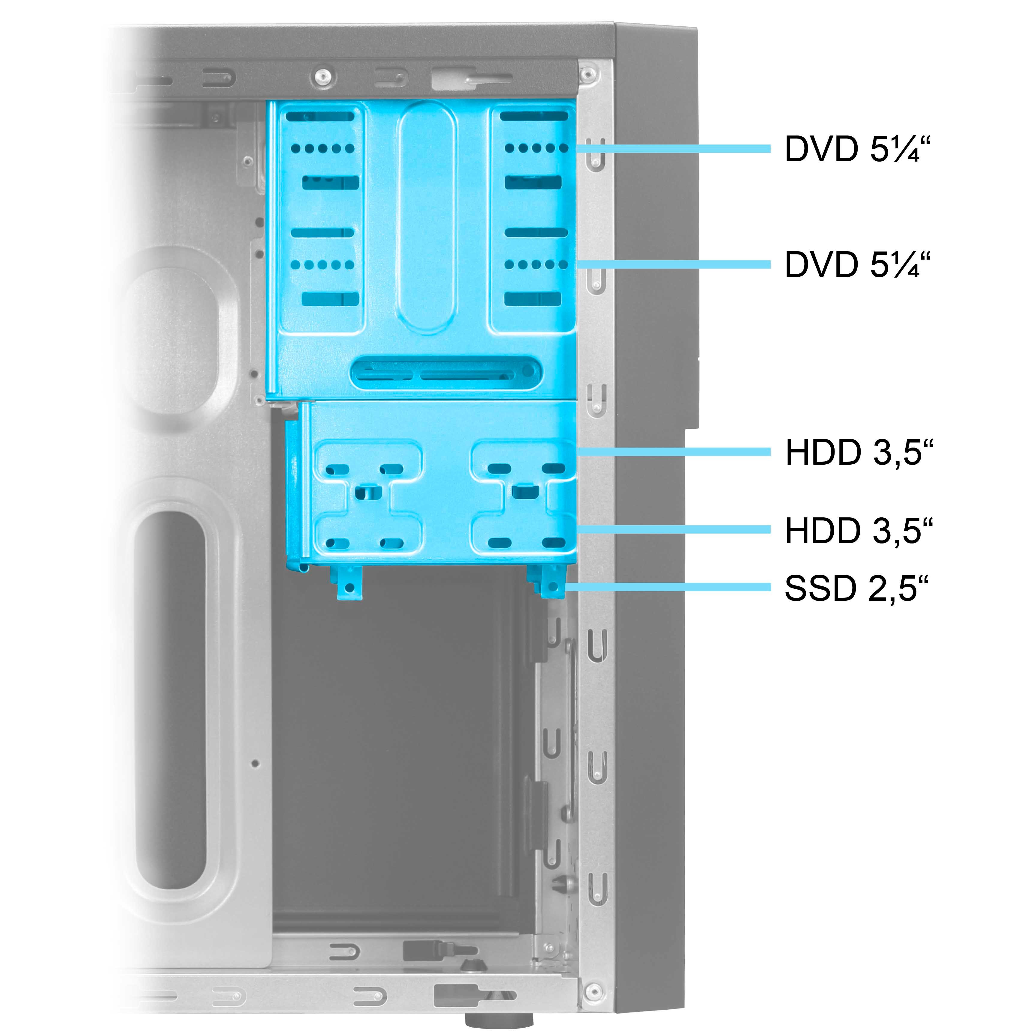 ANKERMANN-PC Office komplett PC Büro PC-Set (Intel Core i5 10400F, GeForce GT 730, 16 GB RAM, 480 GB SSD, Luftkühlung)