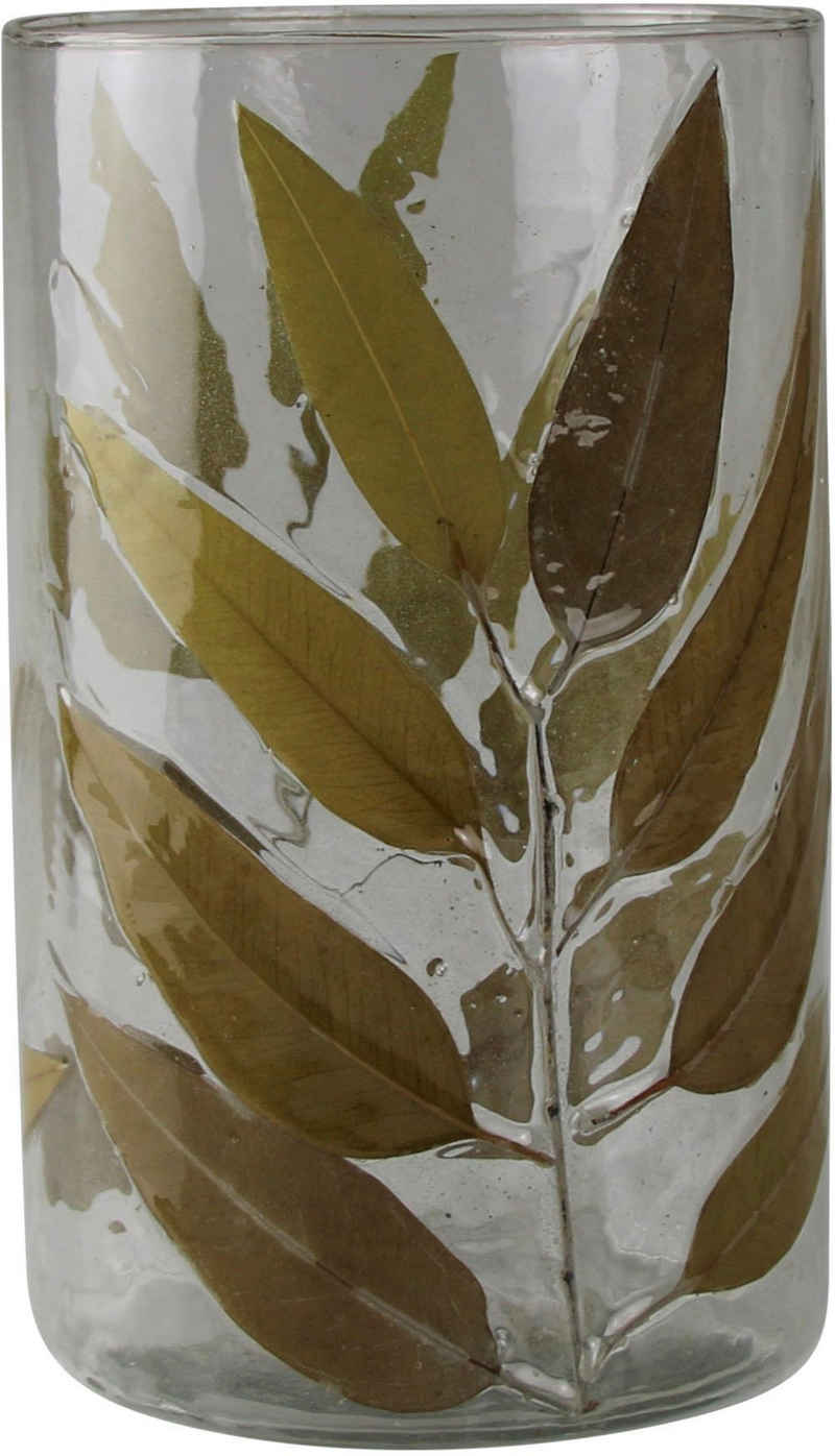 AM Design Windlicht Kerzenhalter Zweig mit Blättern, aus Glas (1 St), Stumpenkerzenhalter