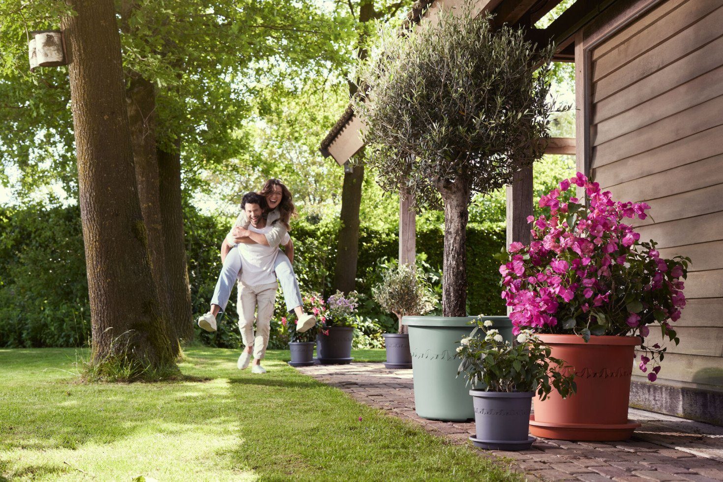 Elho Pflanzkübel Elho Blumentopf Algarve Cilindro Ø 48 x 40 cm