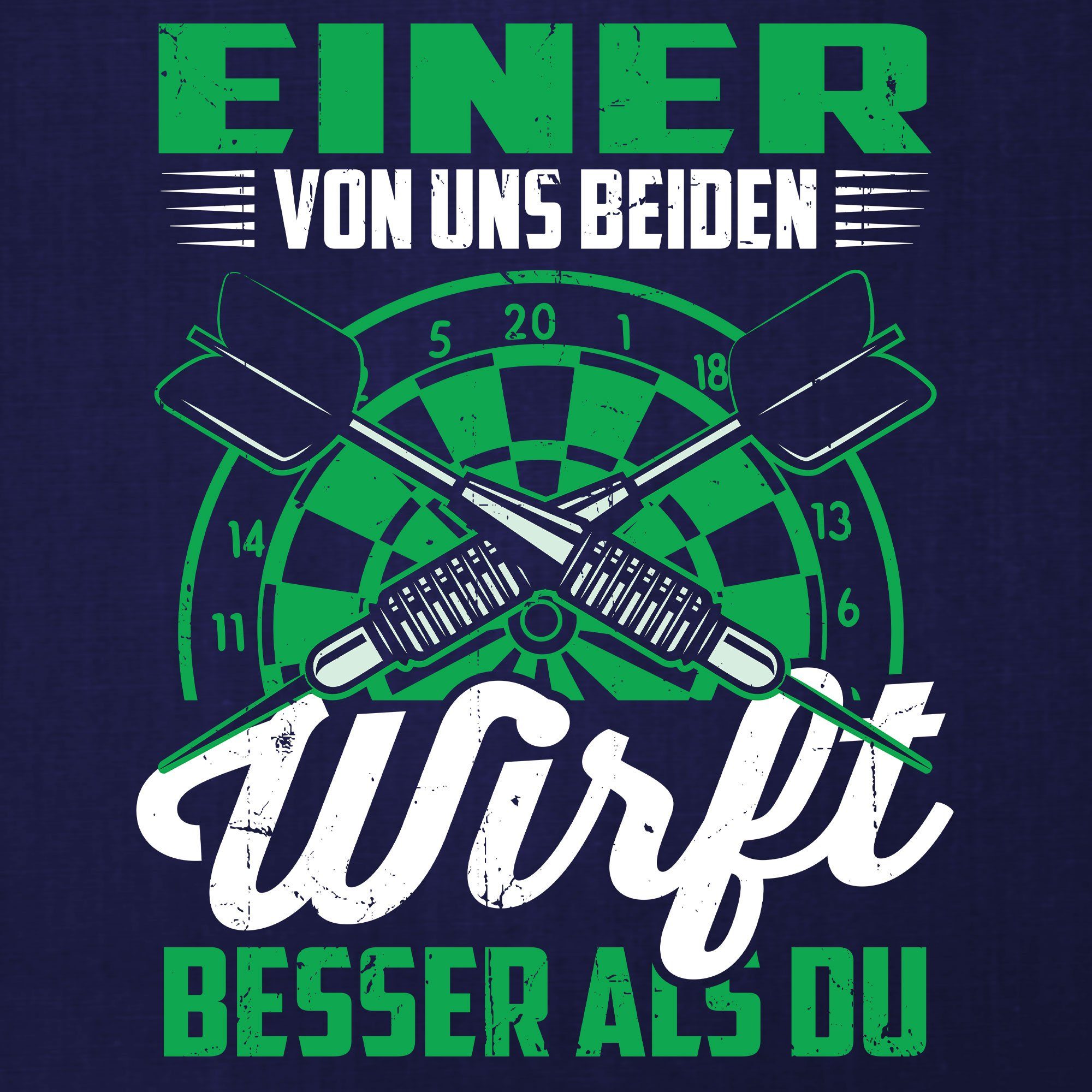 Spruch Quattro Blau Dartscheibe T-Shirt Dart (1-tlg) Kurzarmshirt Navy Dartpfeil Herren Formatee Dartspieler -