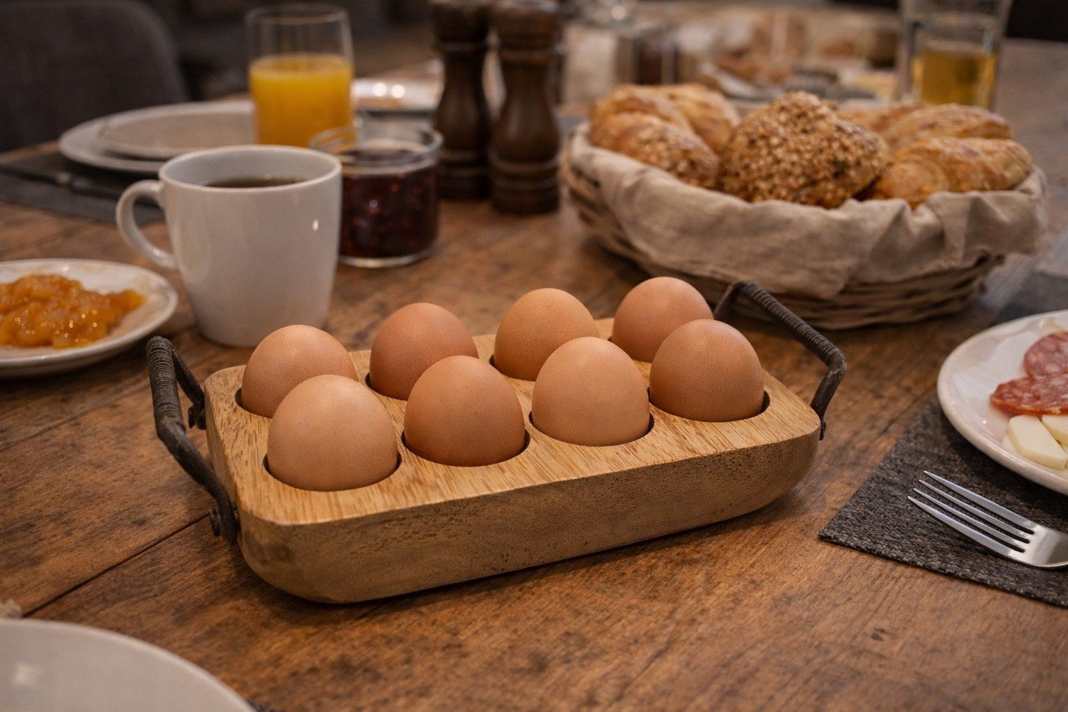 AnticLine Eierbecher Antic Line Eiertablett Eierhalter Eieraufbewahrung 6 Eier Braun