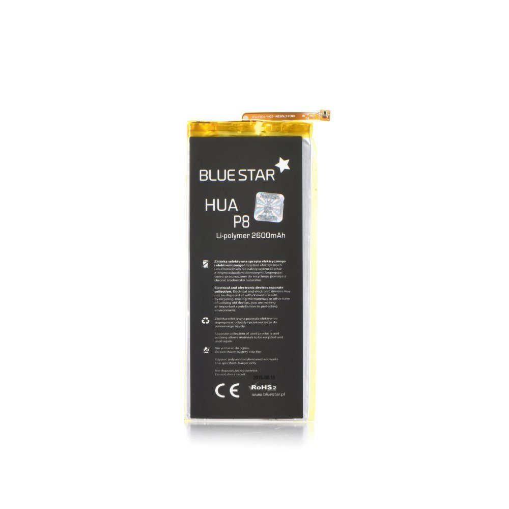 BlueStar Bluestar Akku Ersatz kompatibel mit Huawei P8 HB3447A9EBW 2600 mAh Austausch Batterie Handy Accu PREMIUM Smartphone-Akku