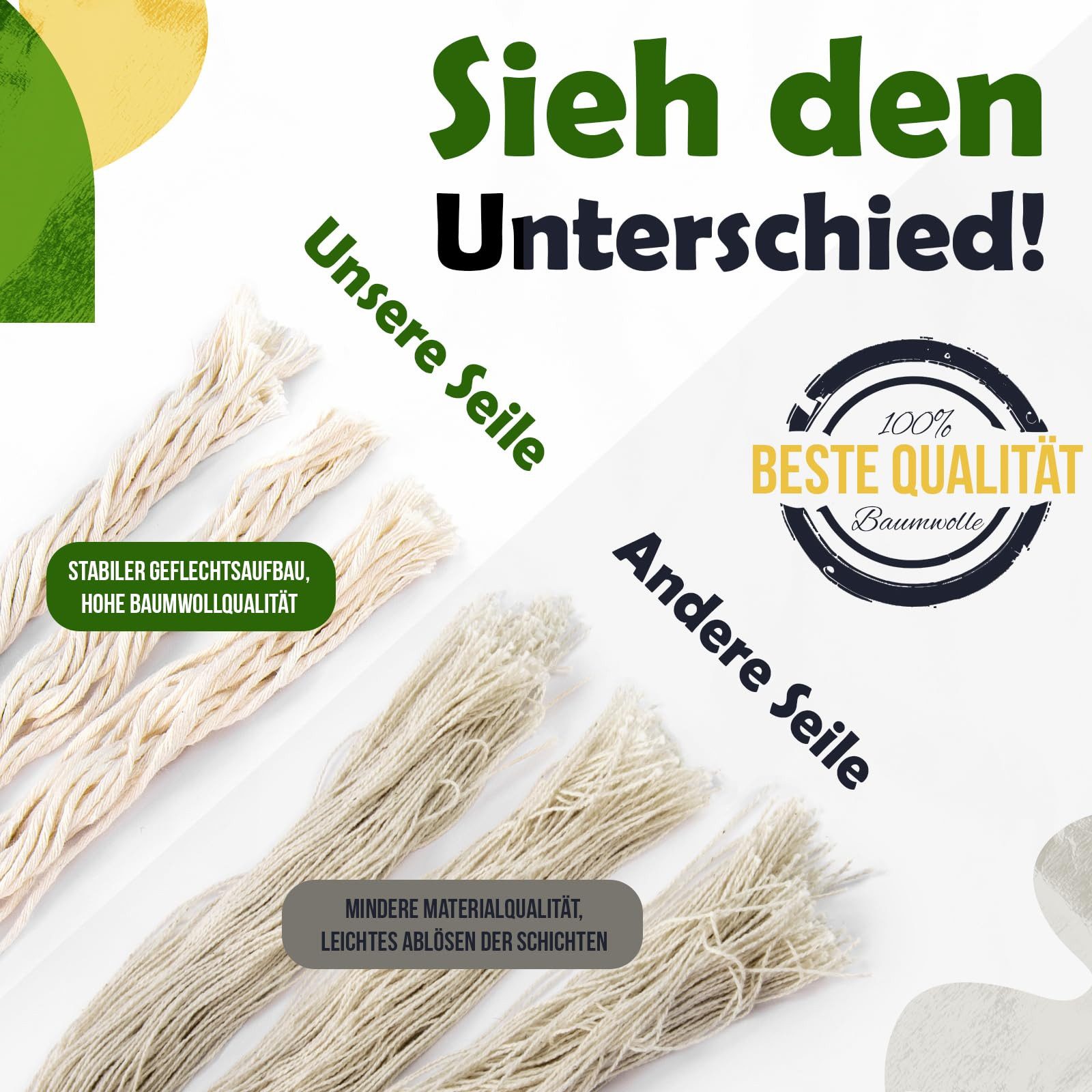 DQ-PP DQ-PP Baumwollseil, 6-20mm, 5m, Baumwollkordel, Makramee, Garn, Seil günstig online kaufen