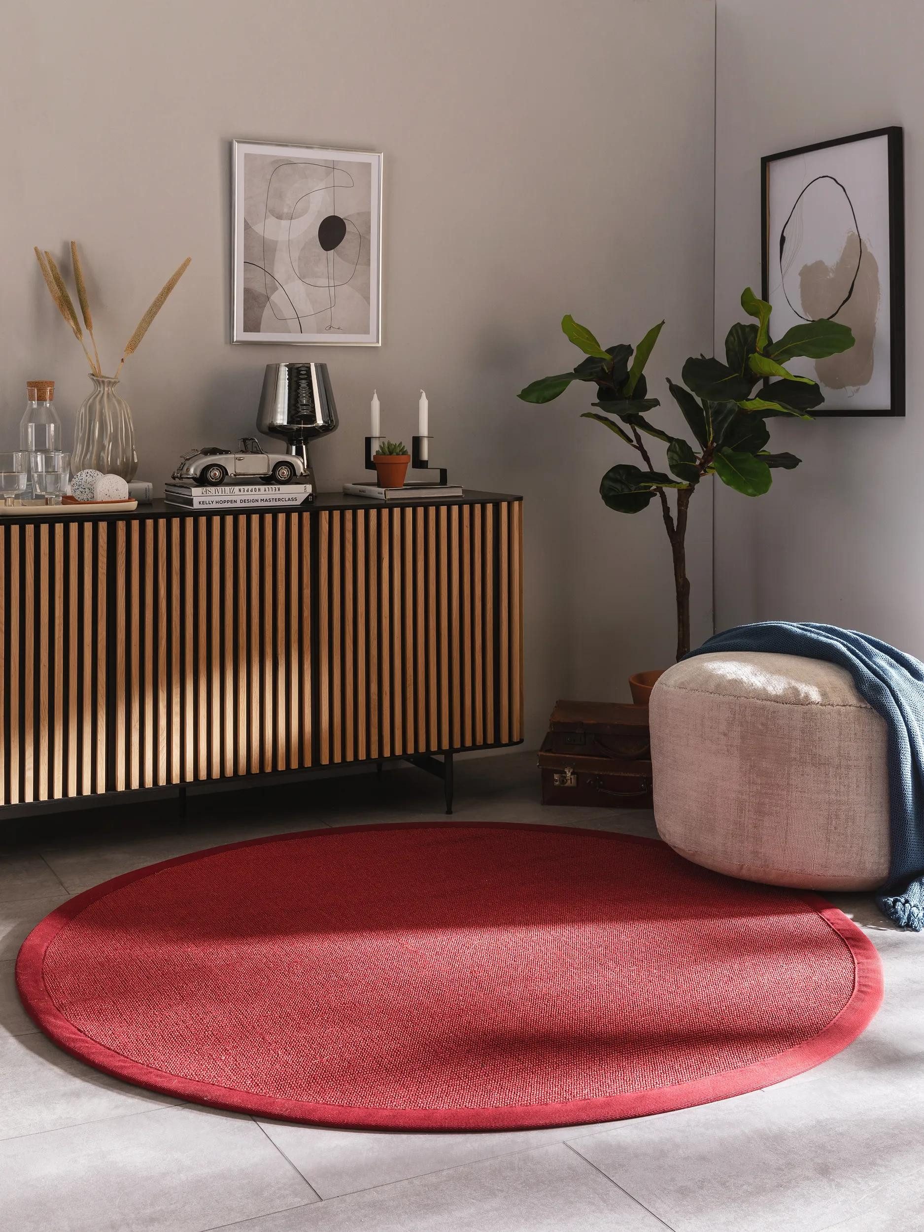 benuta Sisalteppich Sana, rund, Höhe: 5 mm, 100% Sisal Naturfaser, Teppich Wohnzimmer, Esszimmer, Schlafzimmer