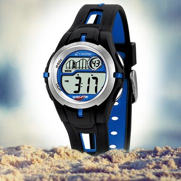 CALYPSO WATCHES Digitaluhr Calypso Jugend Uhr K5506/3 Kunststoffband, Jugend Armbanduhr rund, Kautschukarmband schwarz, blau, Sport