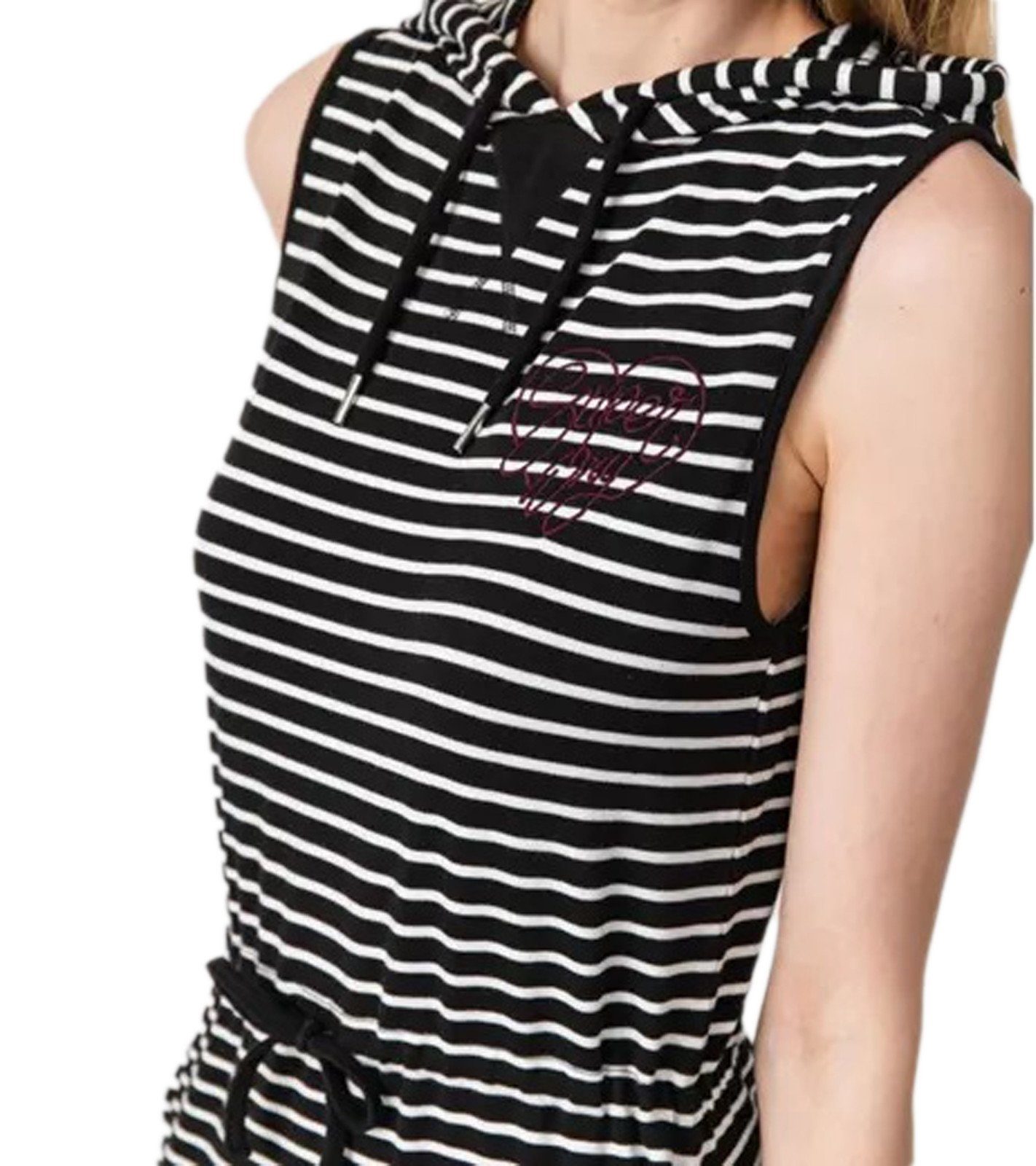 Damen Kleider Superdry Sommerkleid Superdry Shirt-Kleid sportliches Damen Jersey-Kleid mit Kapuze Mini-Kleid Schwarz