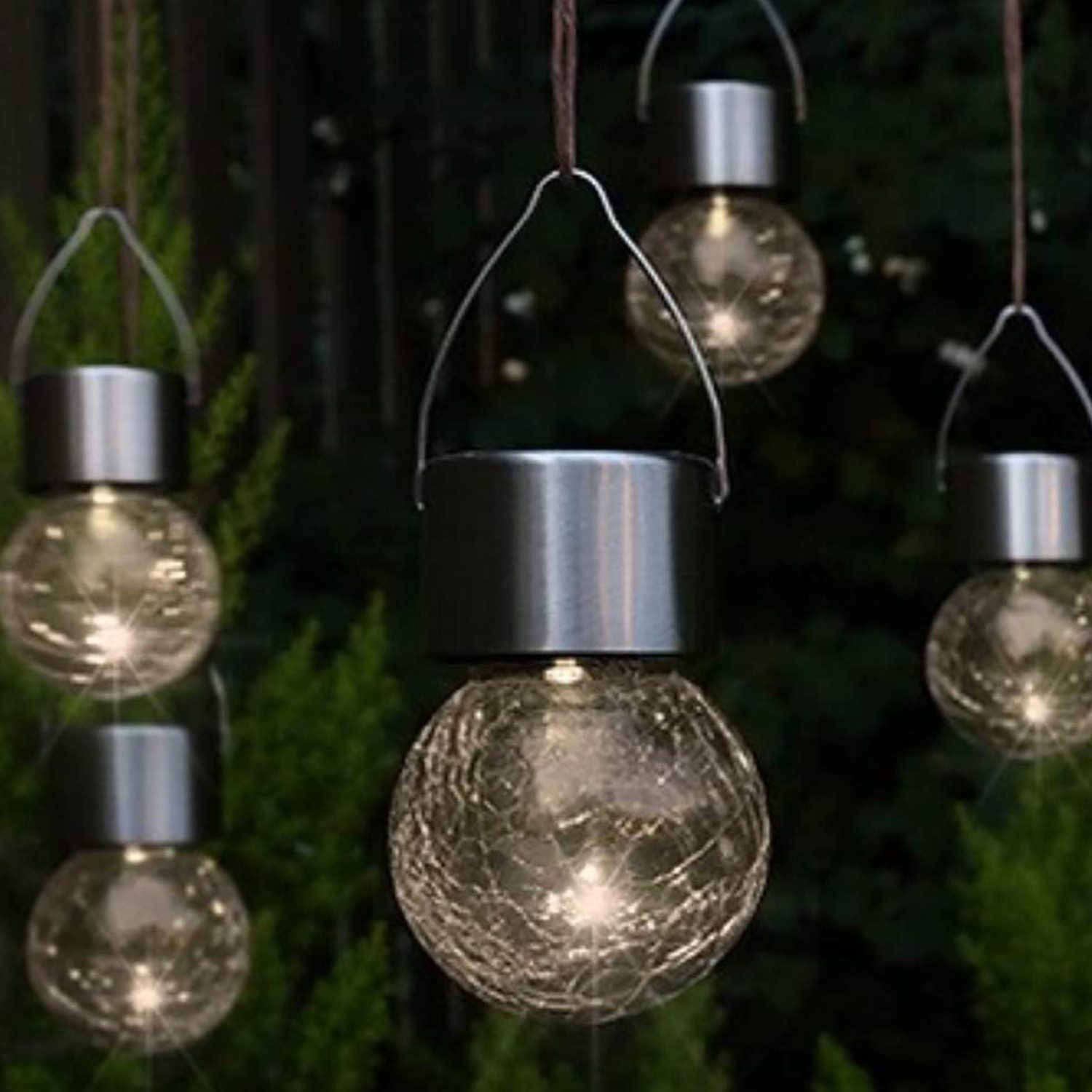 Fachhandel Plus LED Solarleuchte LED Hänge-Solarleuchten 5 Stück Kristallgl günstig online kaufen