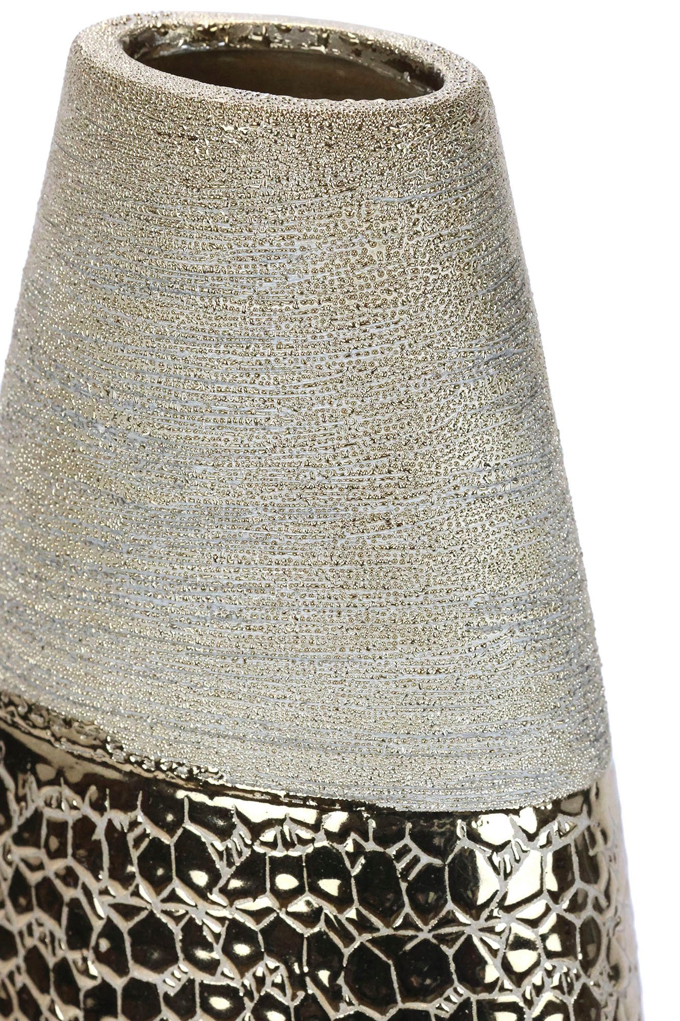 I.GE.A. Dekovase Blumenvase (1 St), Dekovase Zylindervase silber weiß glänzend Blumenvase Modern Tischvase