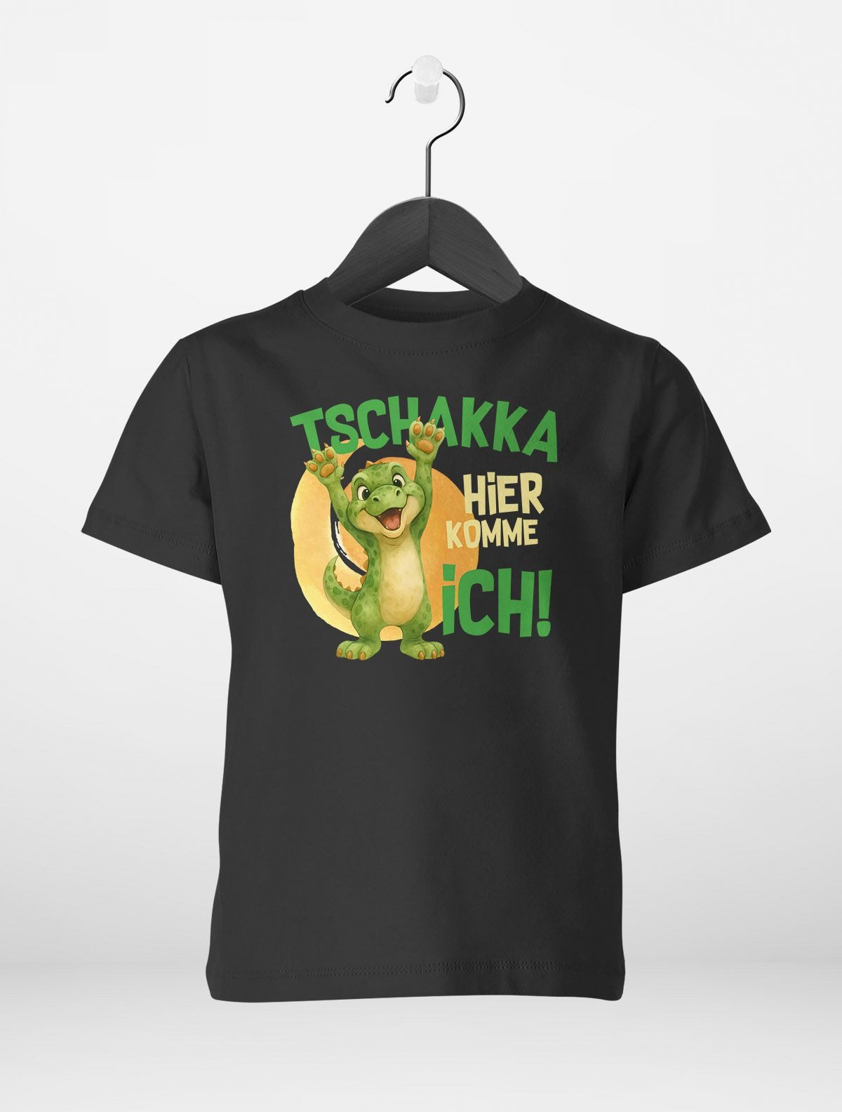 Print-Shirt Kinder T-Shirt Mädchen Comic-Dino Drache Spruch lustig Tschakka hier