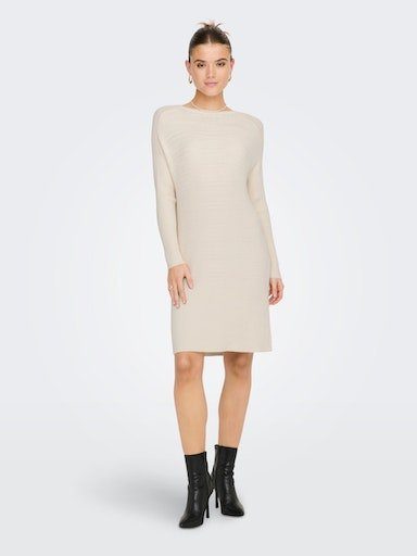 Einkaufsbummel ONLY Strickkleid ONLFIA DRESS Gray EX KNT Detail:W. KATIA L/S MELANGE Whitecap